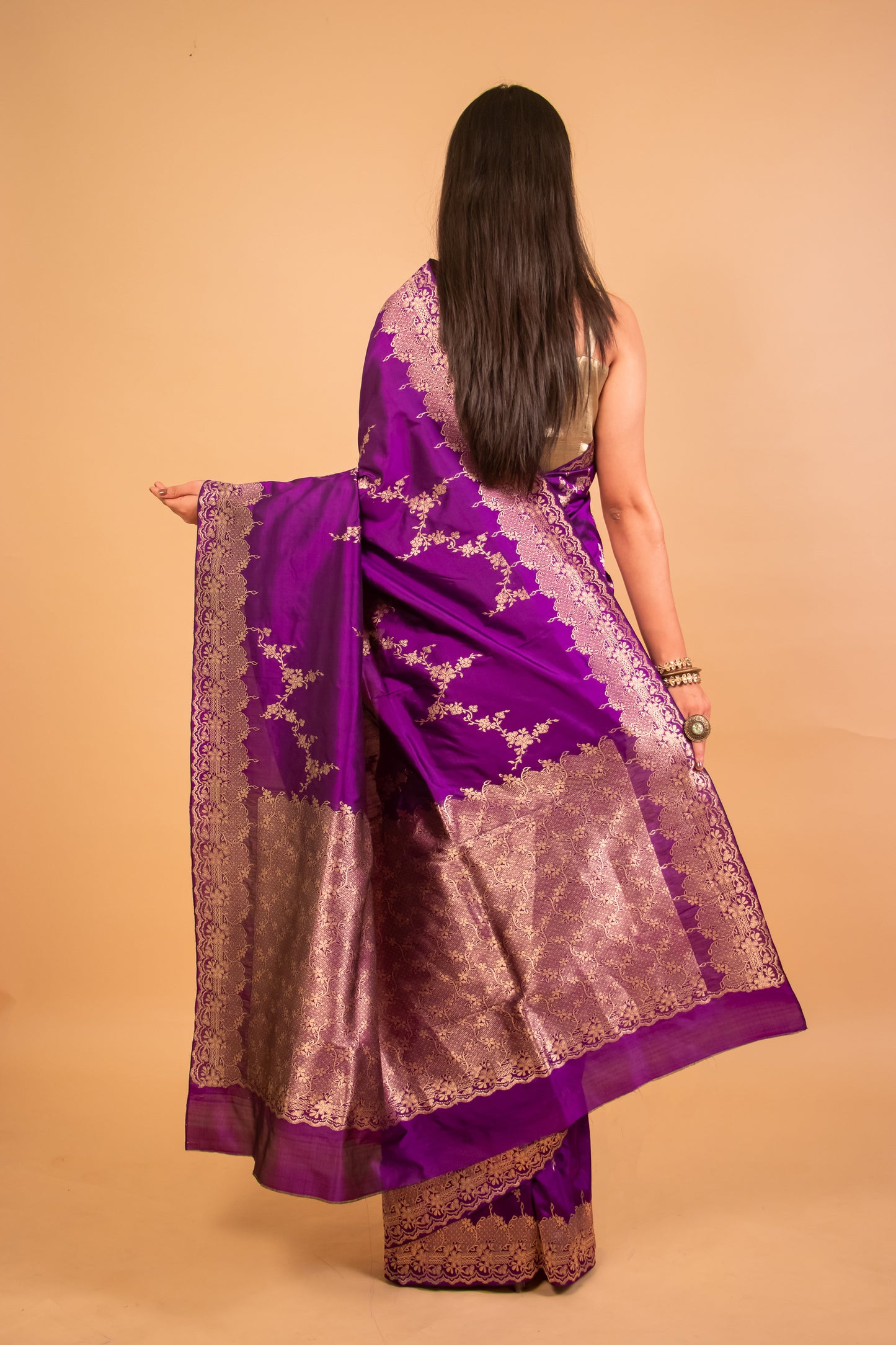 Purple Katan Silk Saree 1