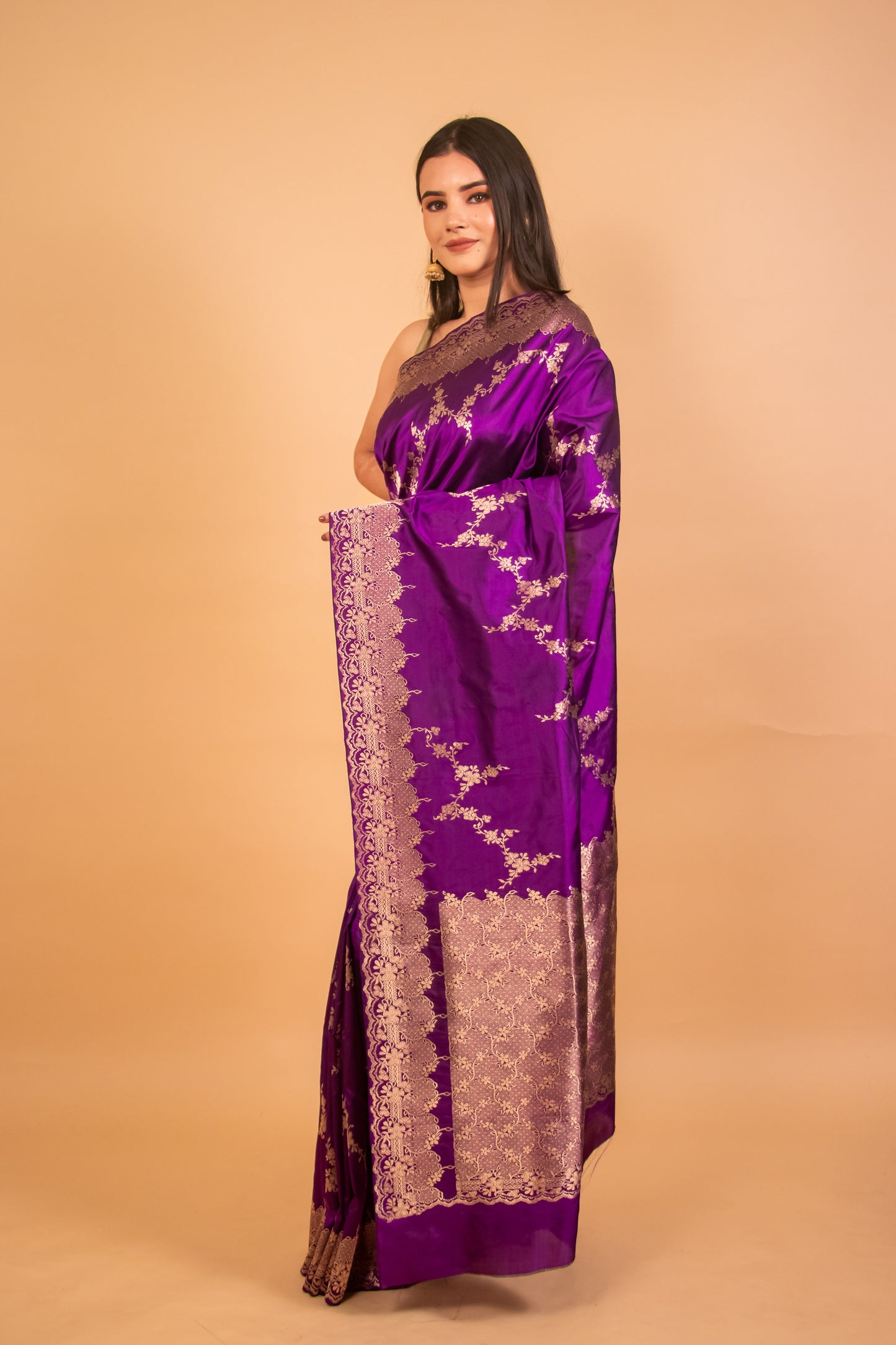 Purple Katan Silk Saree 2