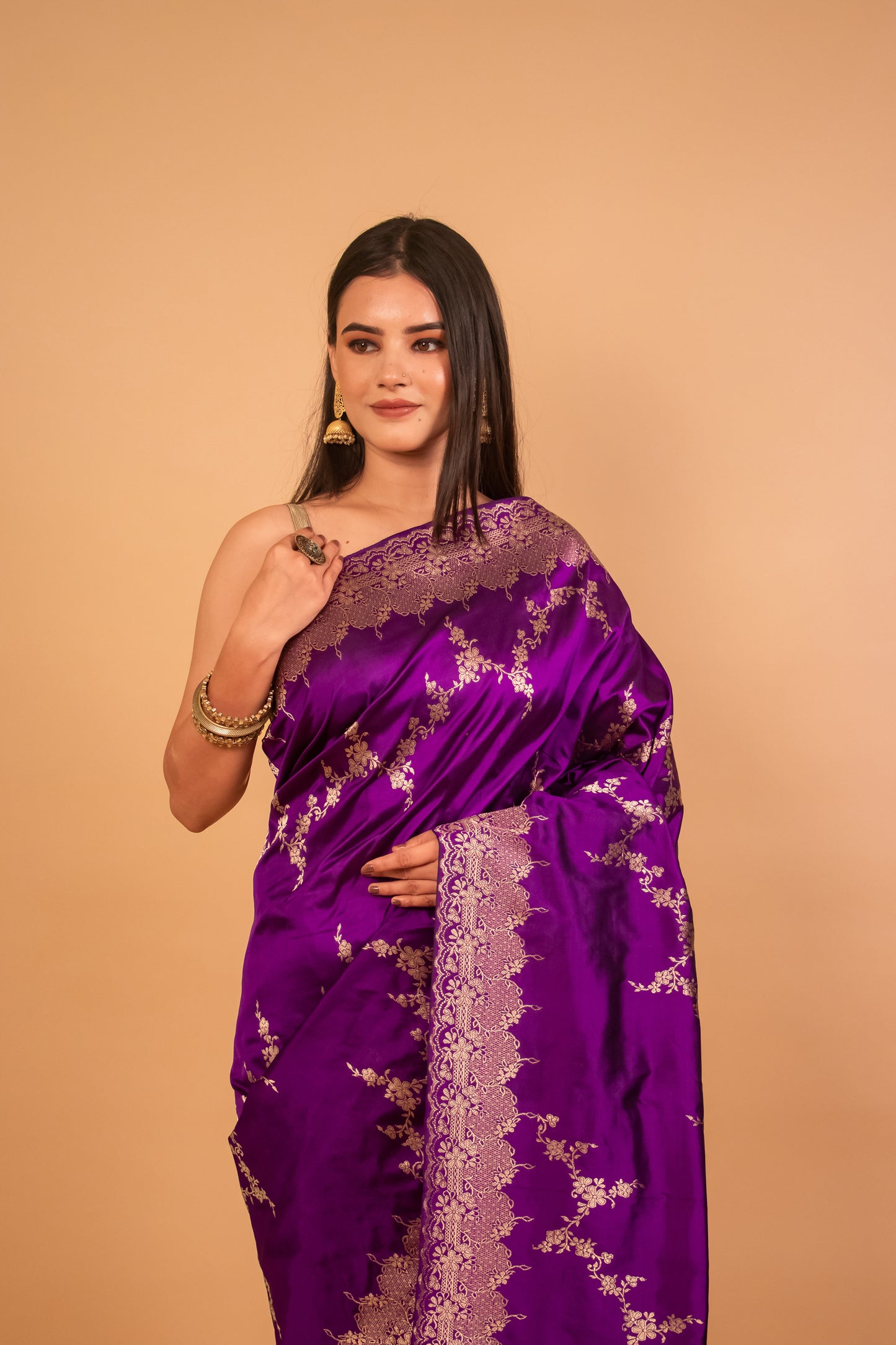 Purple Katan Silk Saree 3