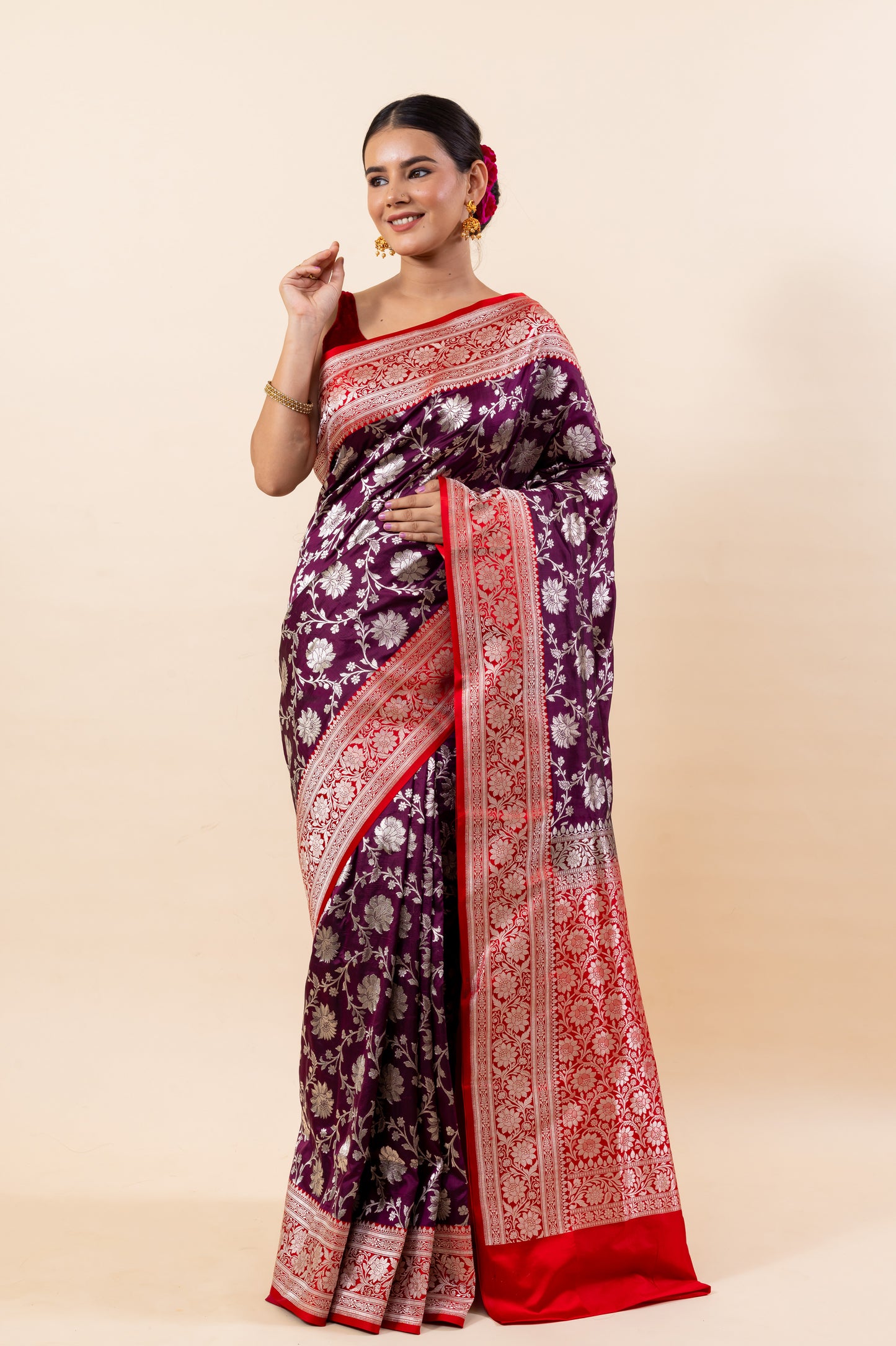 Wine Katan Silk Saree
