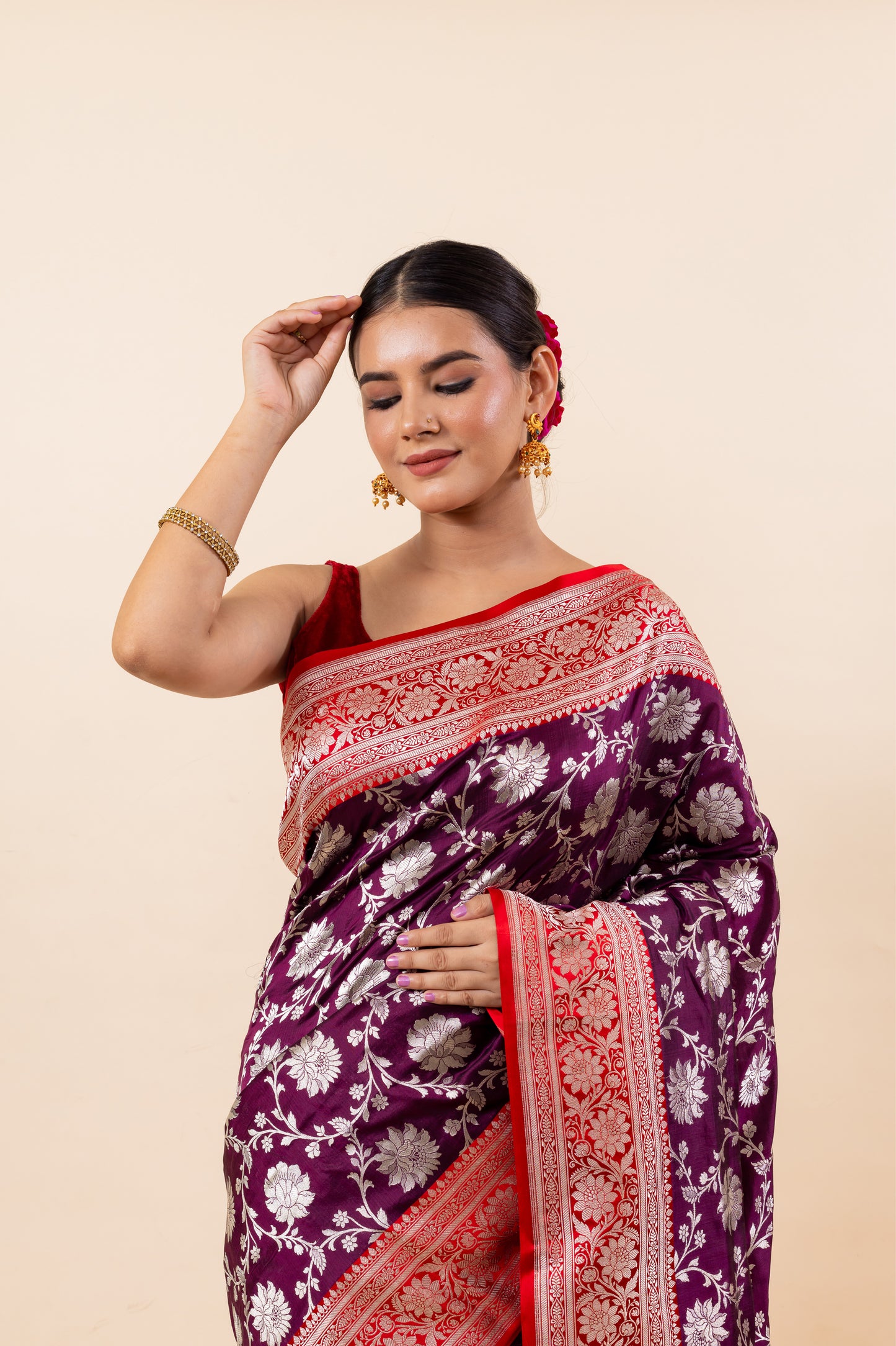 Wine Katan Silk Saree