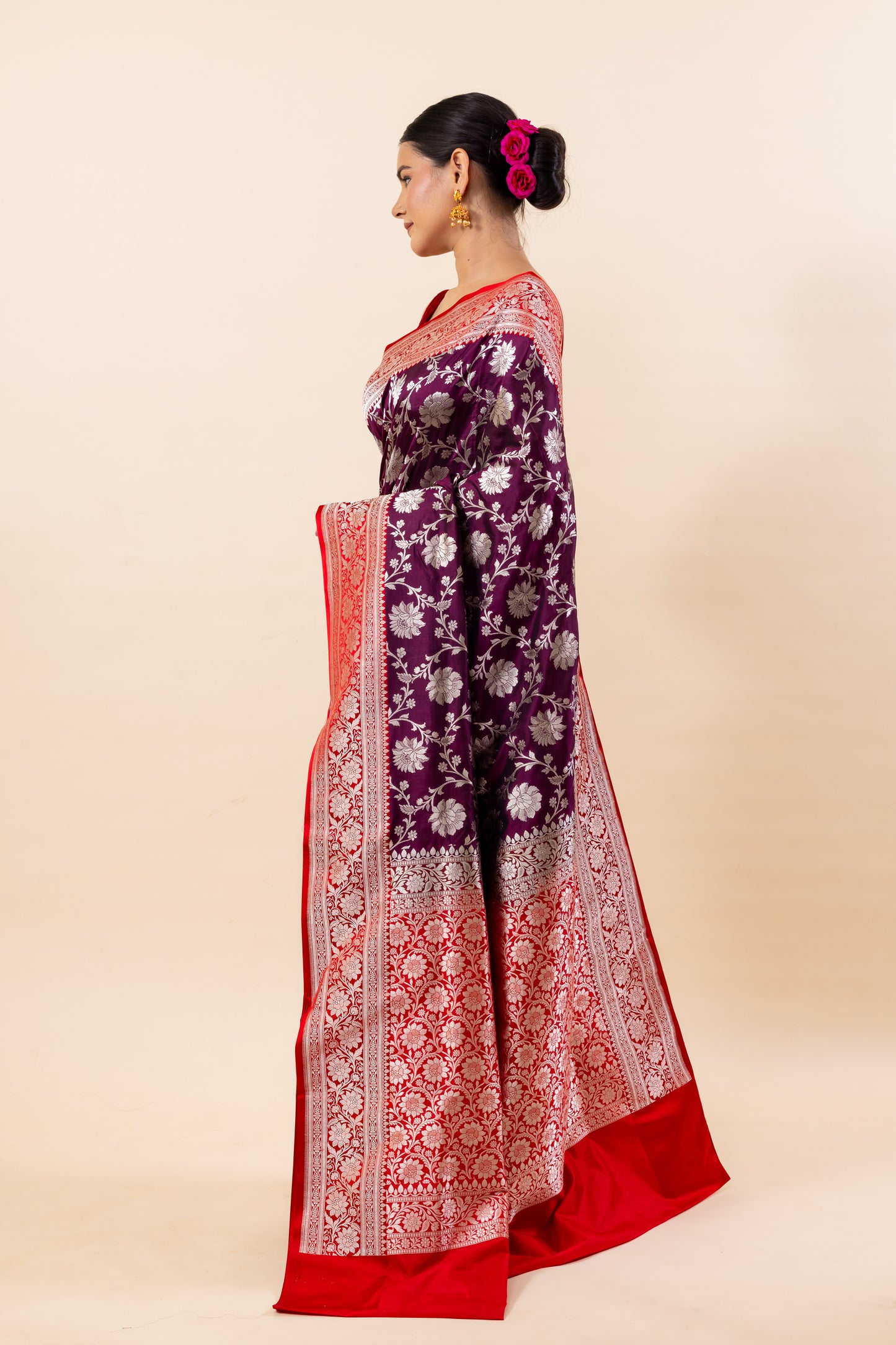 Wine Katan Silk Saree