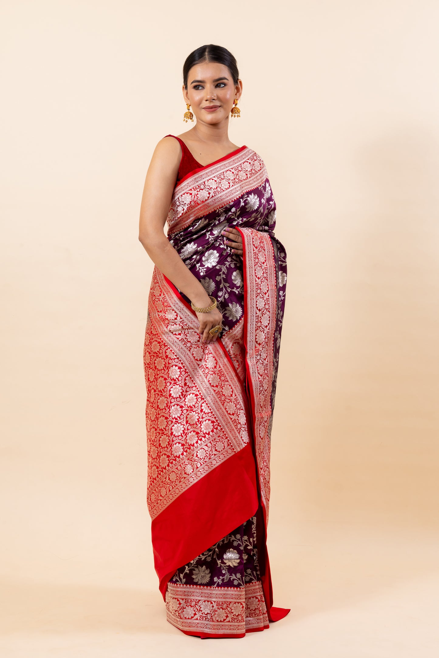 Wine Katan Silk Saree
