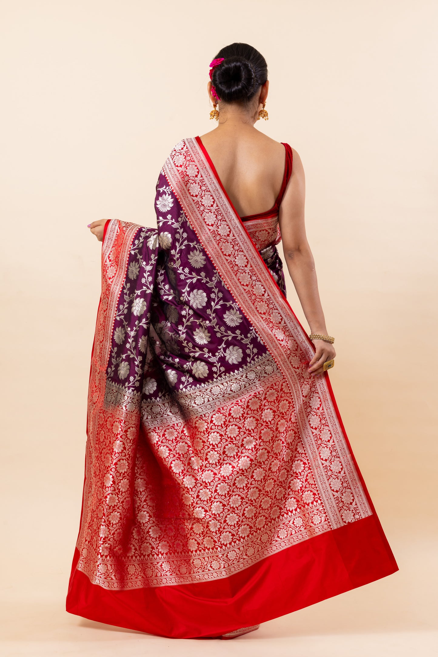 Wine Katan Silk Saree