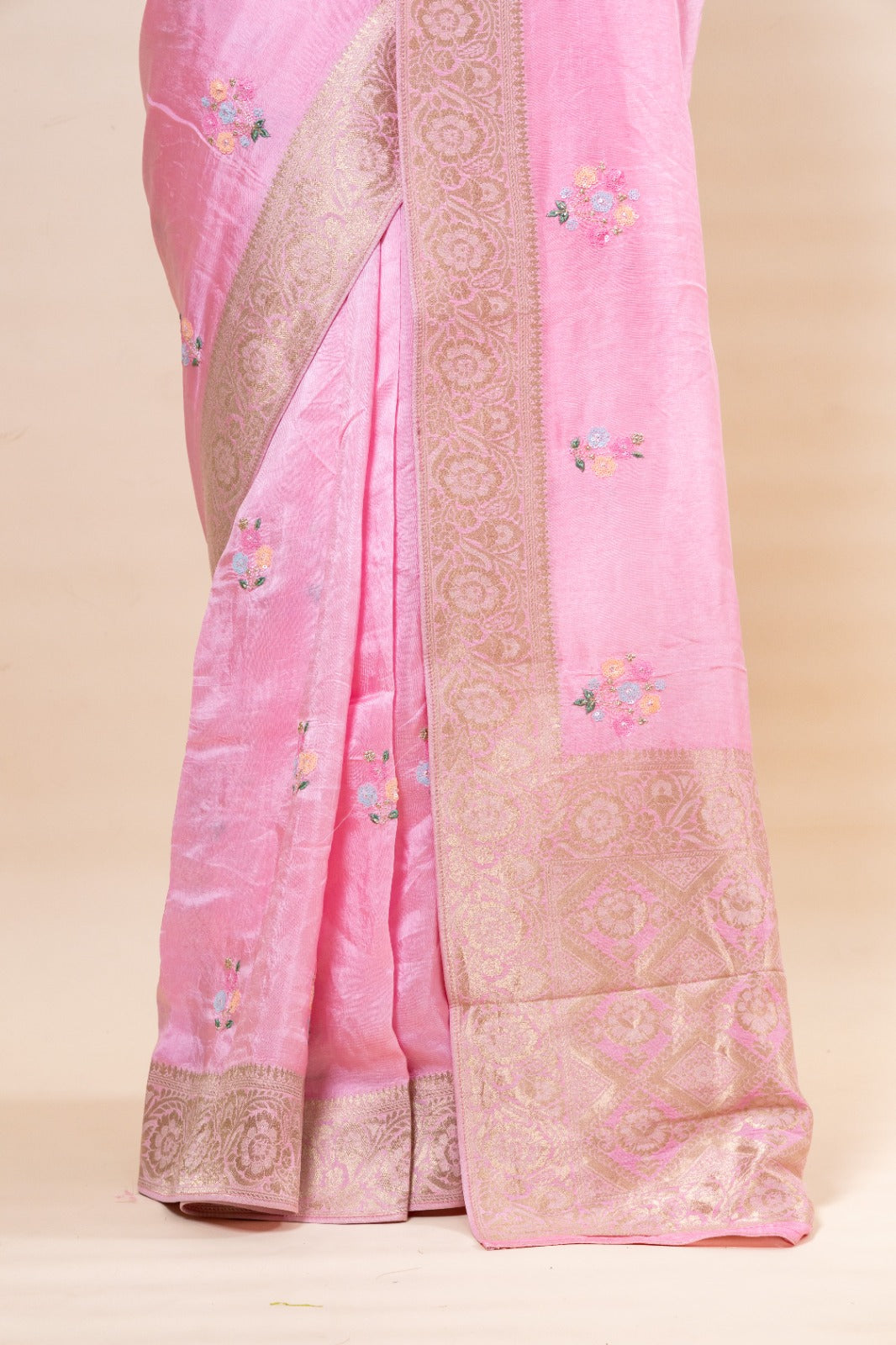 Pink Russian Silk Saree