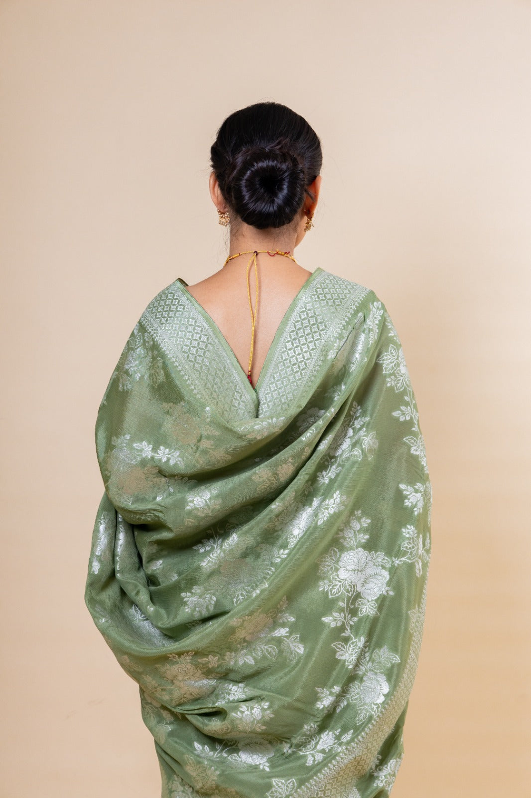 Pista Green Crepe Saree