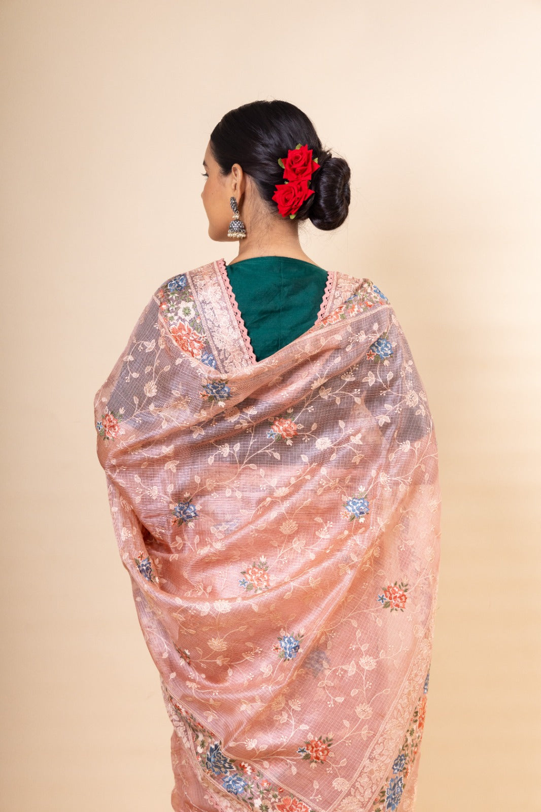 Peach Kota Silk Saree