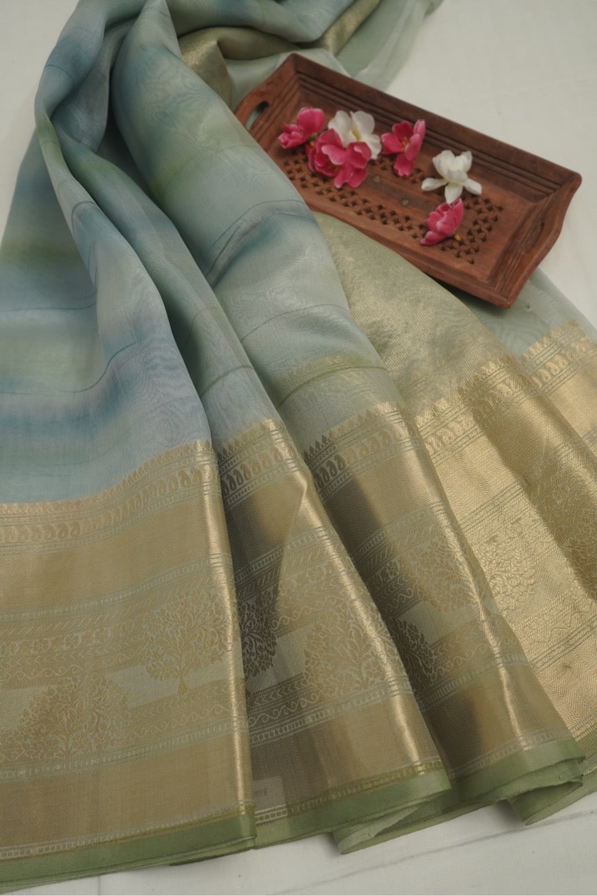Ash Grey Organza Saree