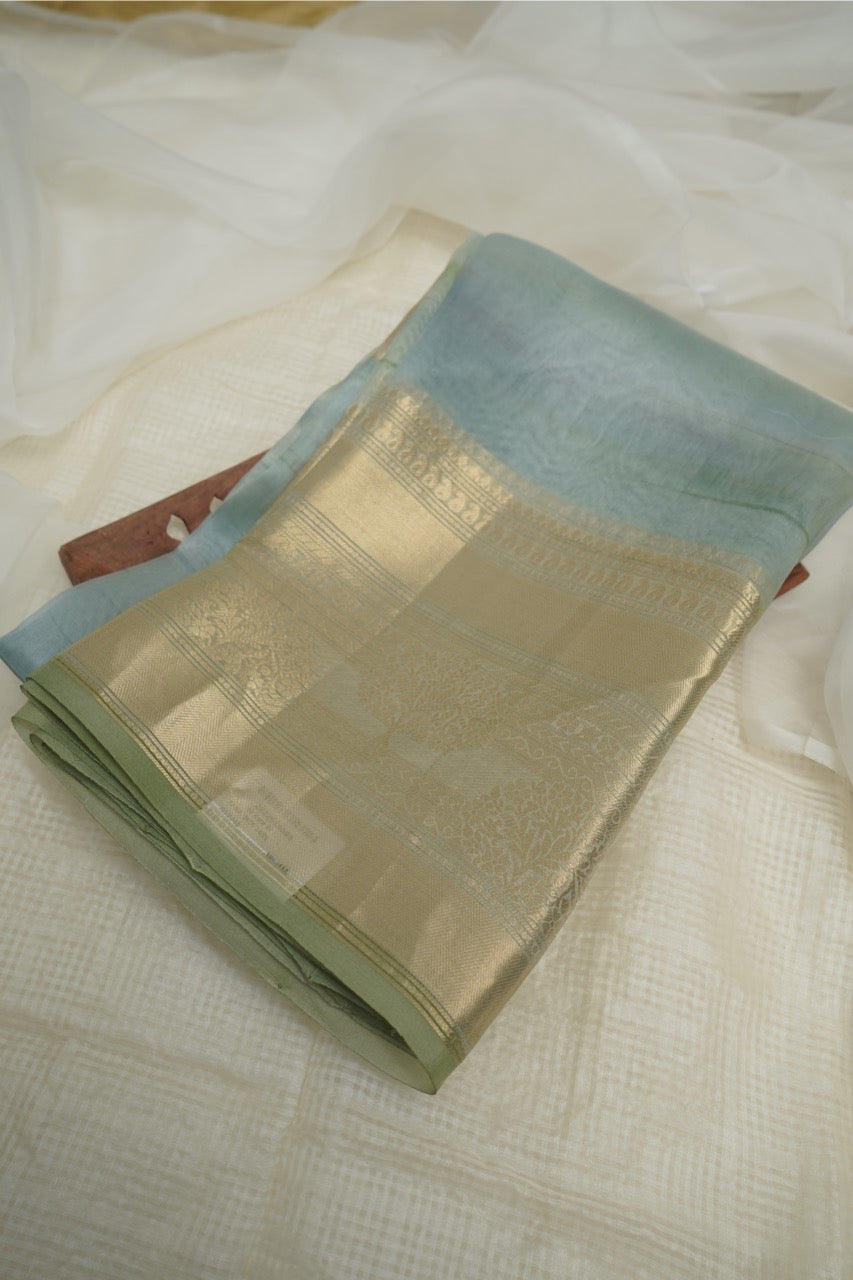 Ash Grey Organza Saree