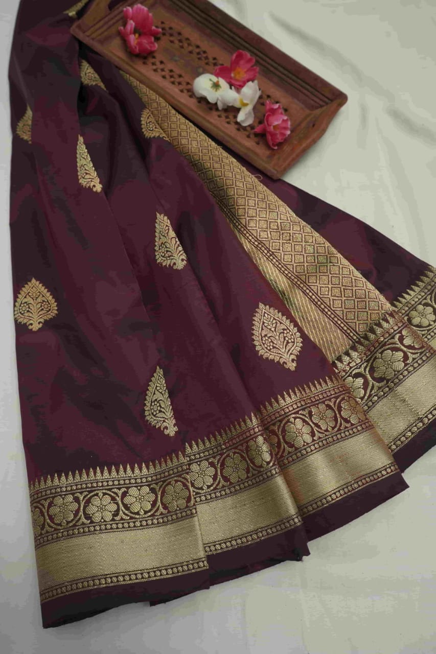 Wine Katan Silk Saree