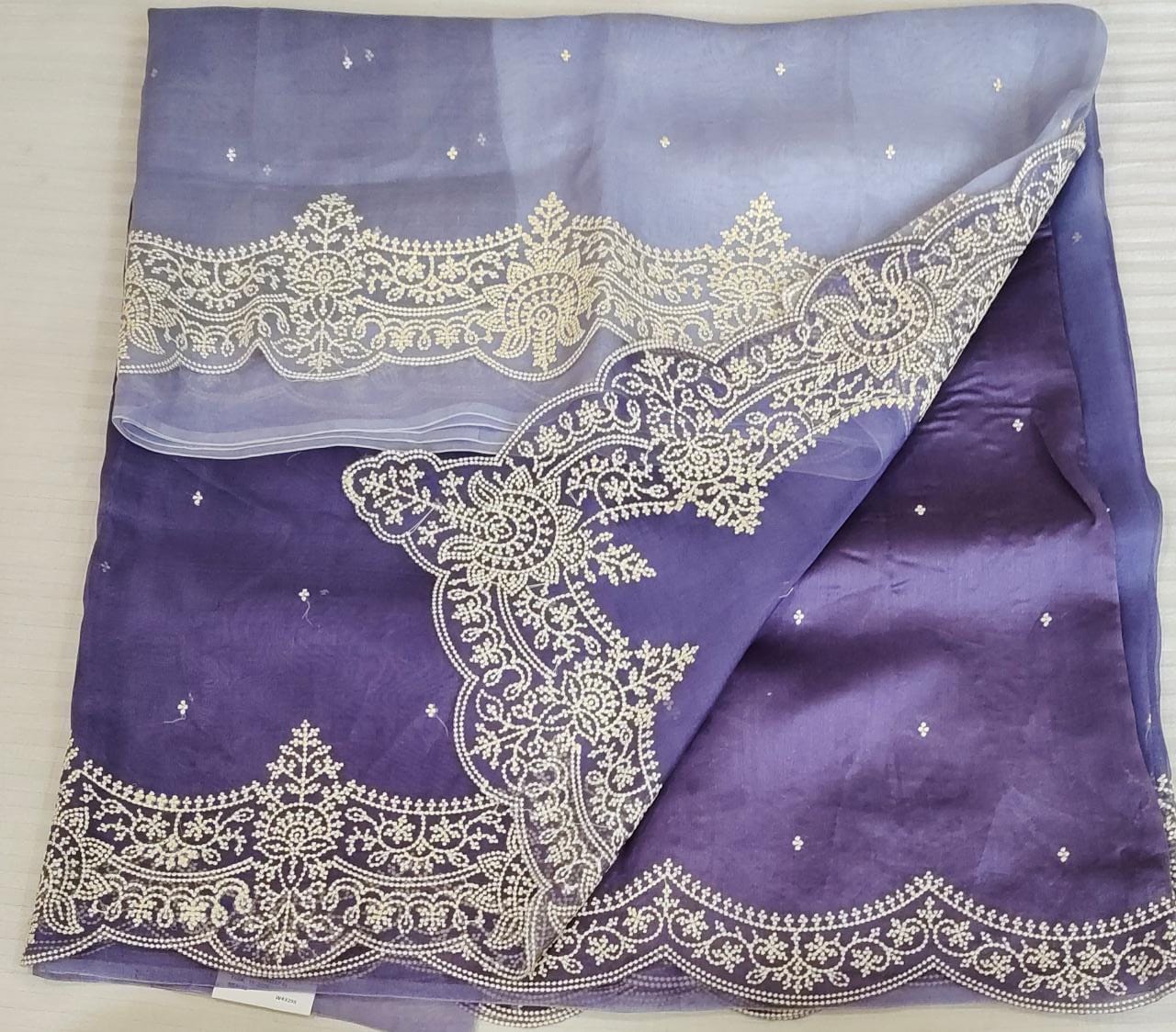 Grey Shaded Kora Embroidered Saree