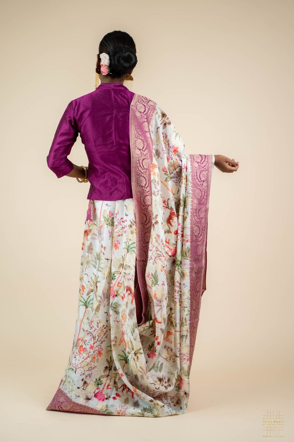 Multicolor Hatubai Saree with Zari Jaal