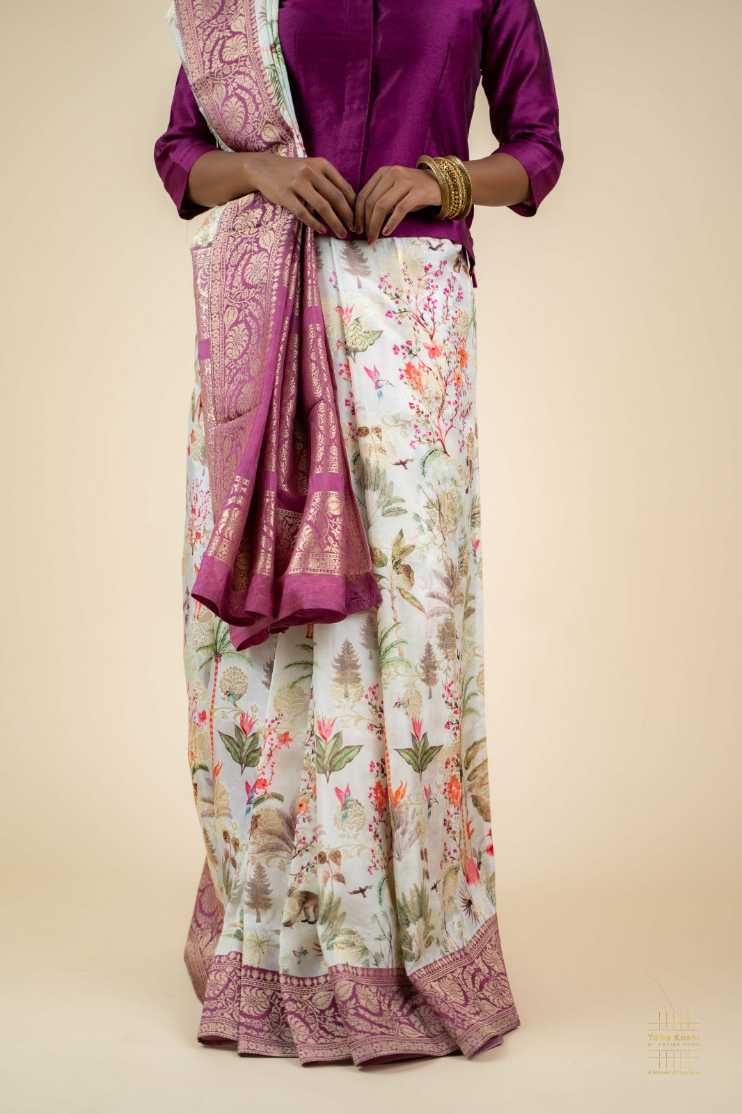 Multicolor Hatubai Saree with Zari Jaal