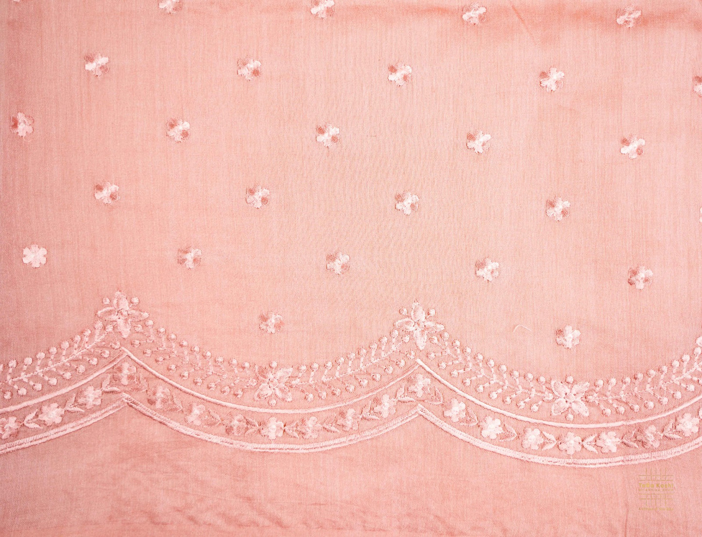 Gajri Pink Kota Silk Scallop Embroidered Saree