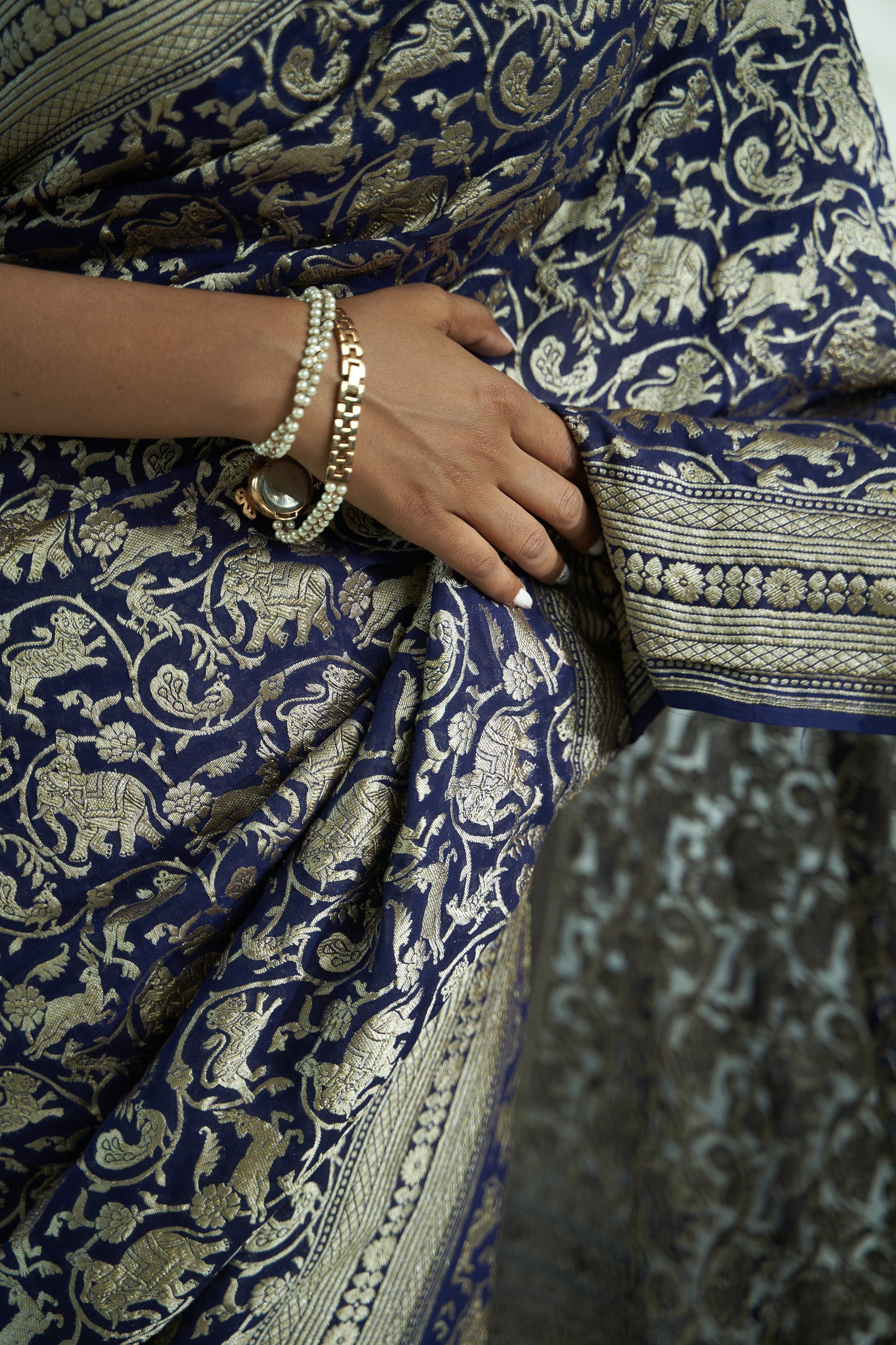 Raina' Navy Blue Pure khaddi Saree