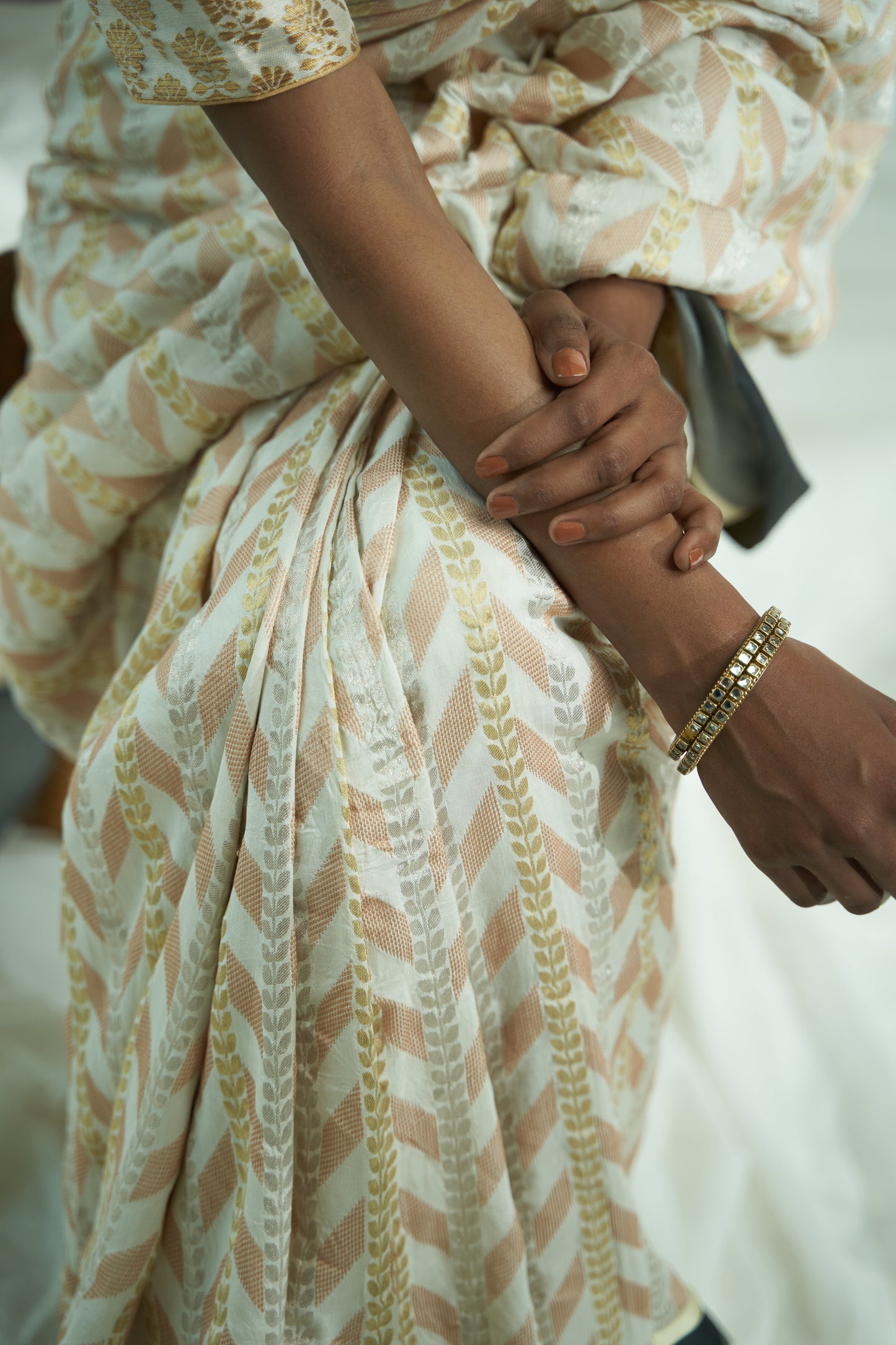 'Shashi' Off-White Pure Munga Silk Saree