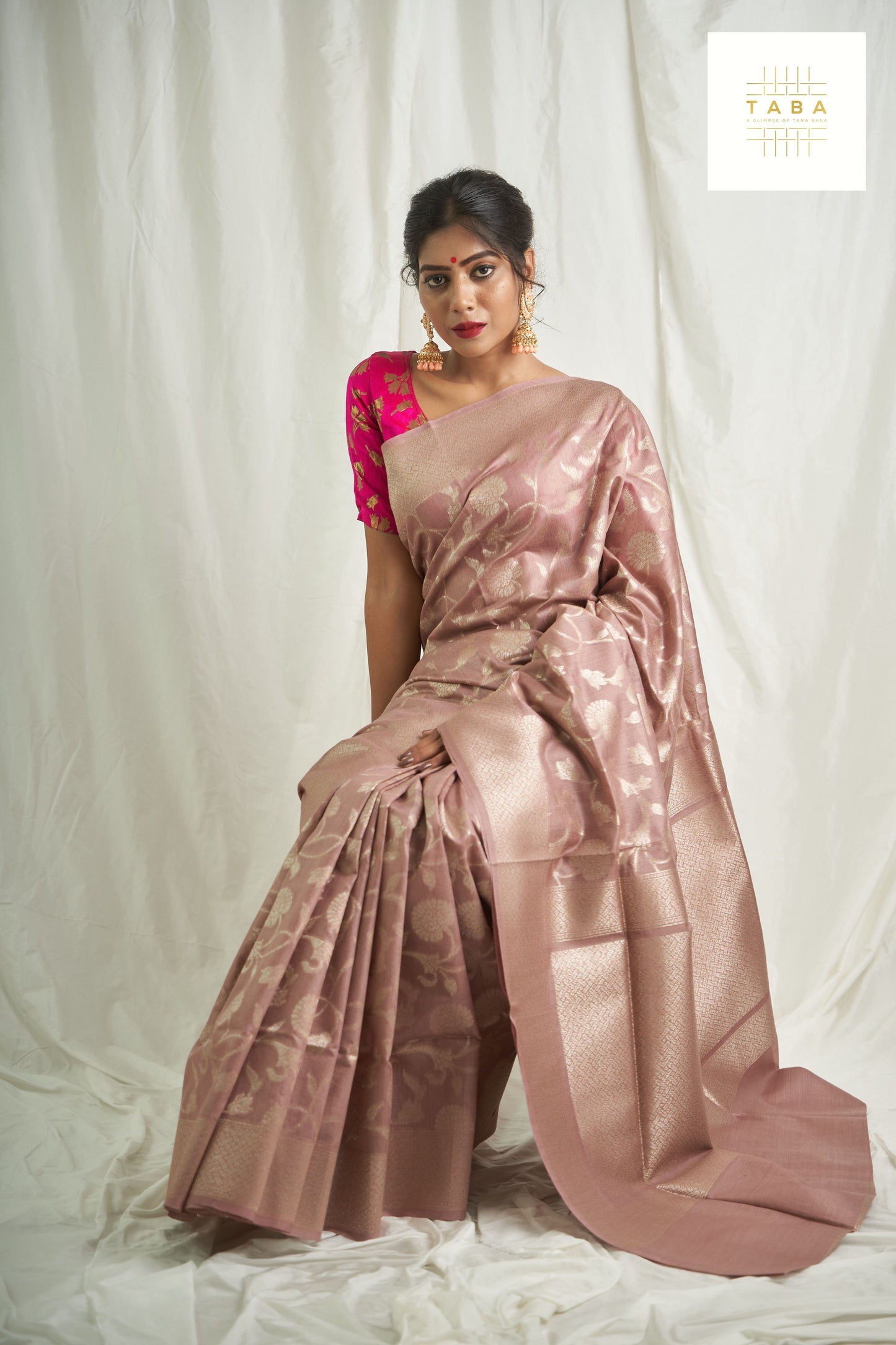 Pastel Mauve Fekua Kora Tusser Saree