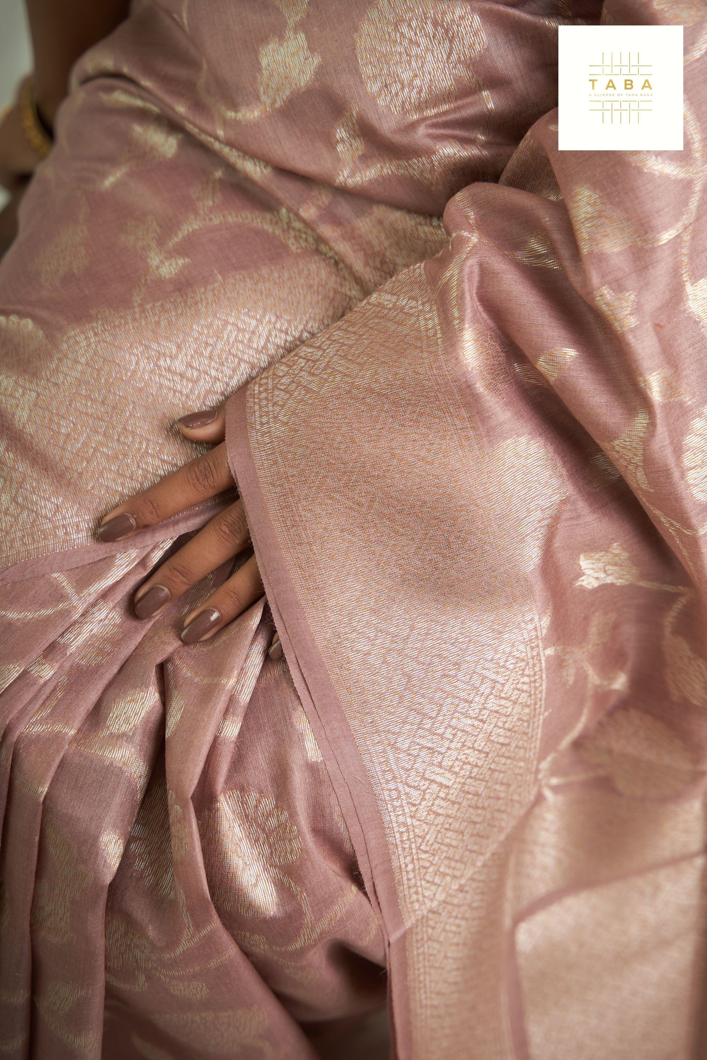 Pastel Mauve Fekua Kora Tusser Saree