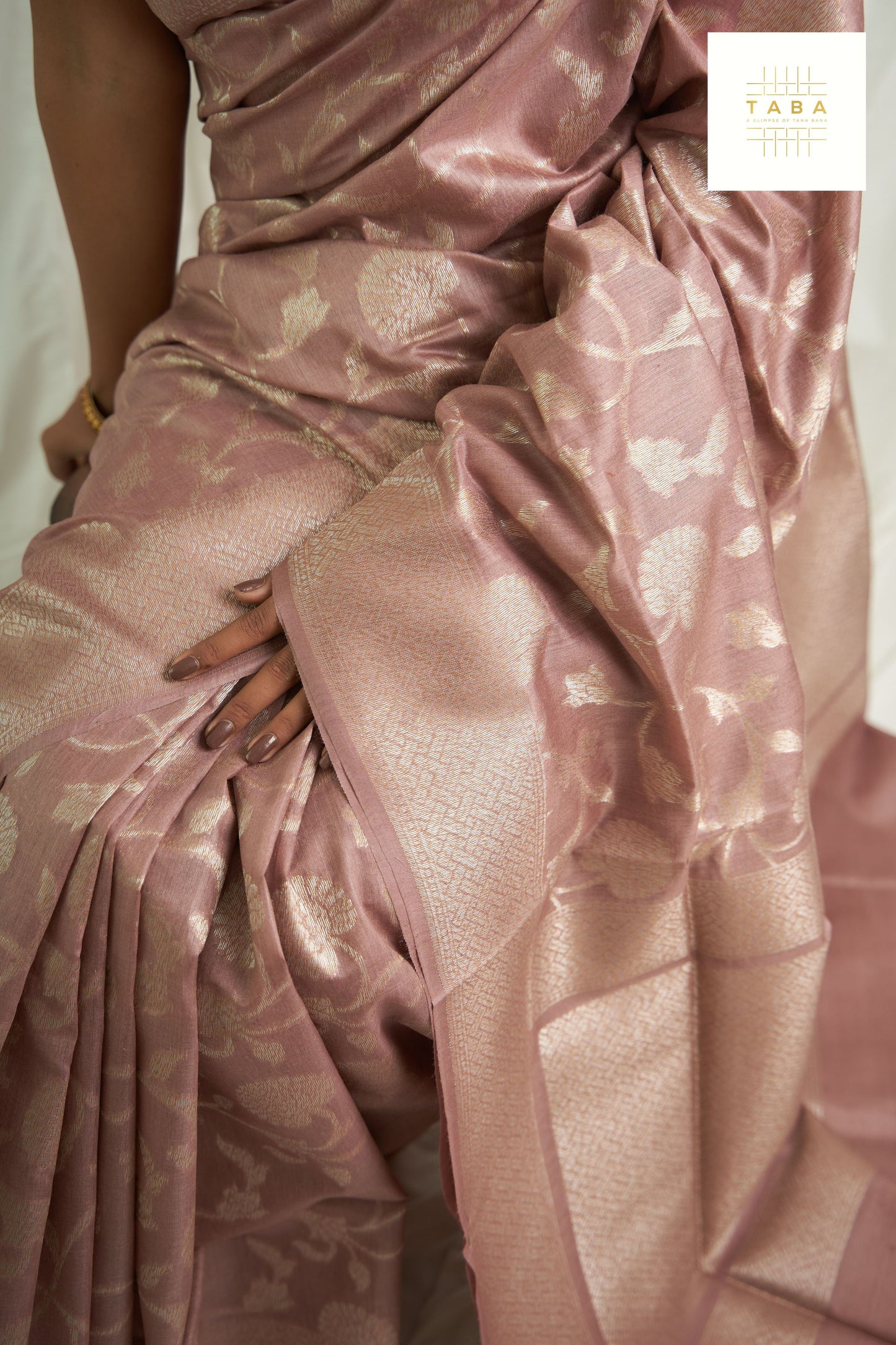 Pastel Mauve Fekua Kora Tusser Saree