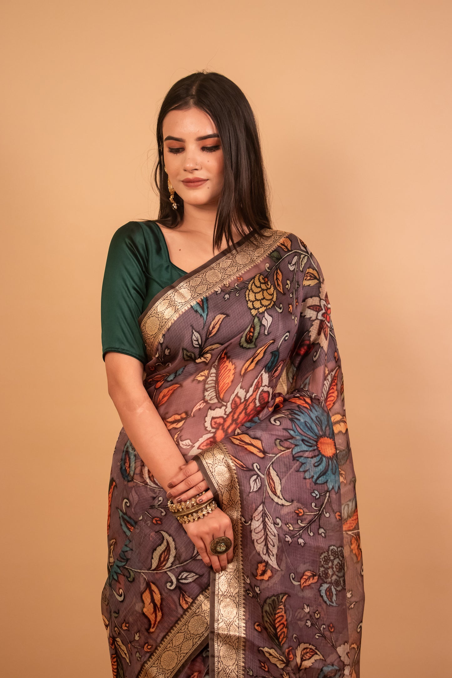 Lavender Kota Silk Saree 1