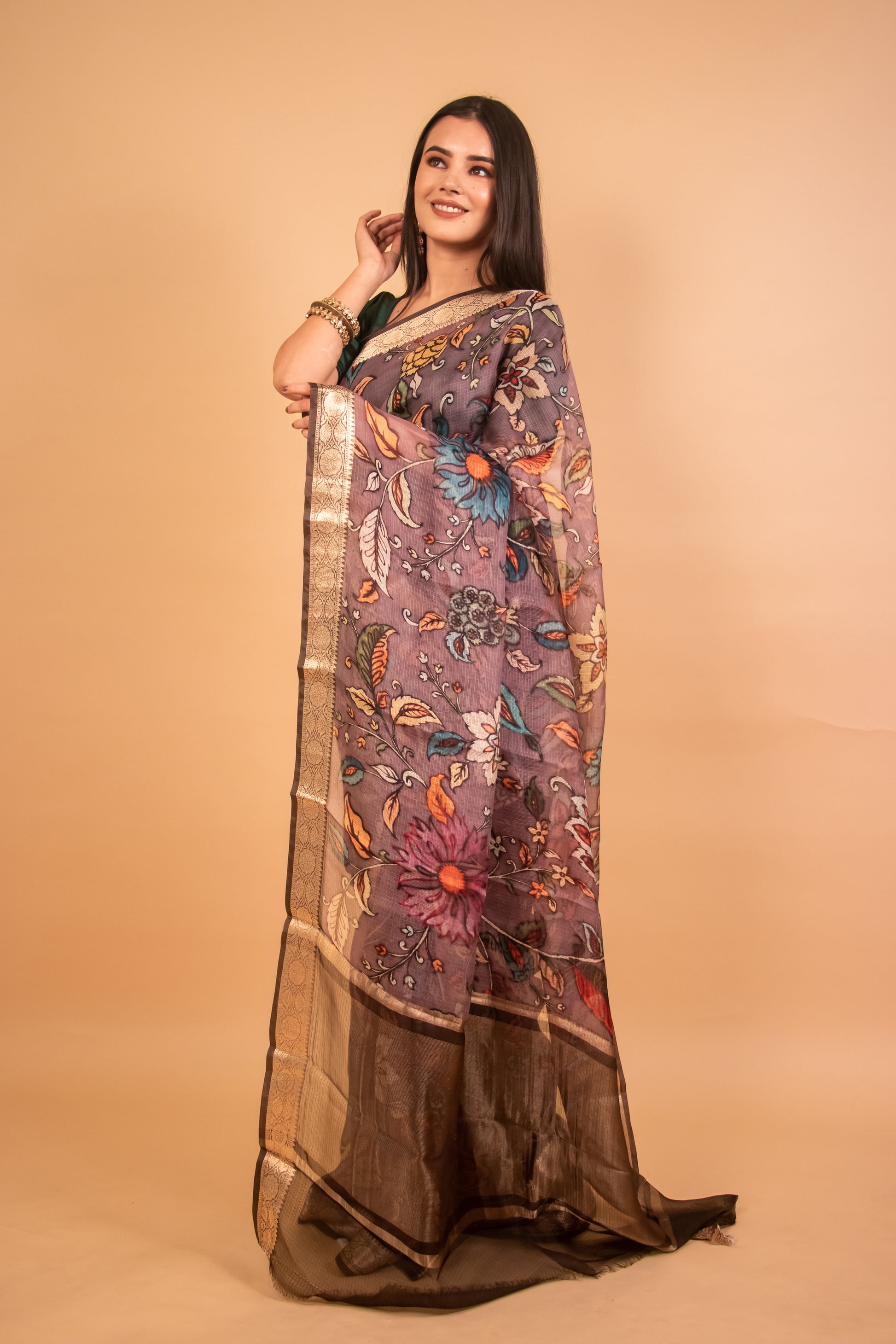 Lavender Kota Silk Saree 2