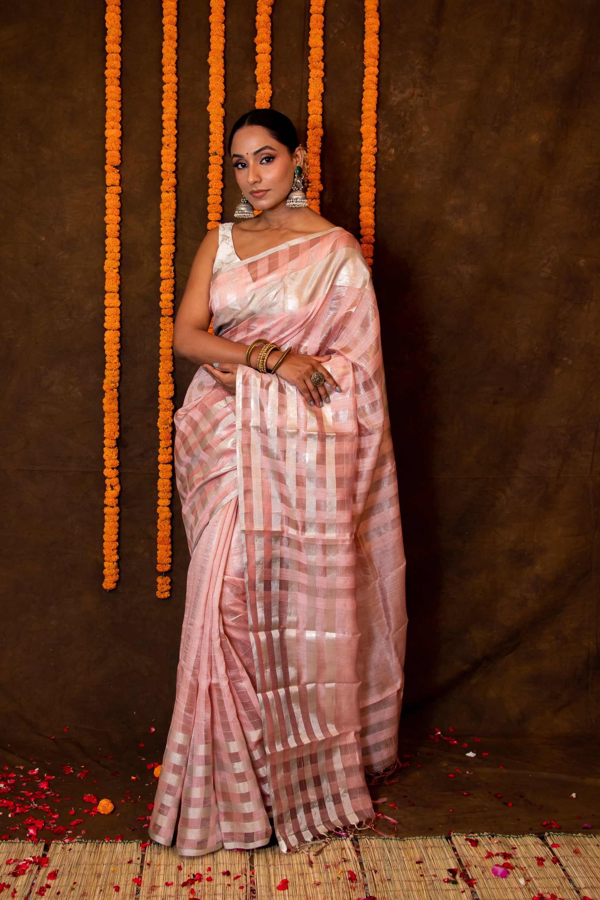 Light Pink Pure Munga Saree