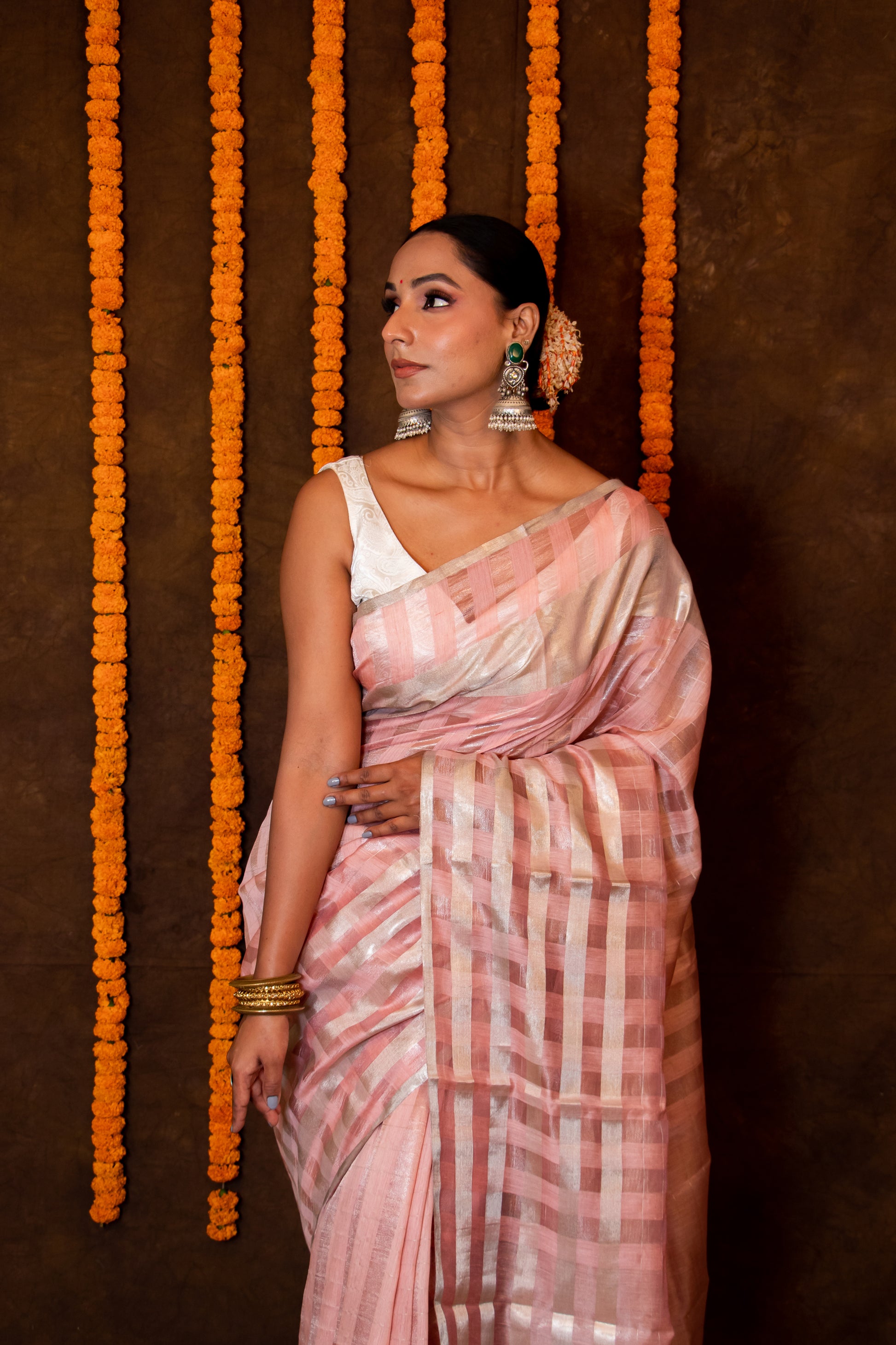 Light Pink Pure Munga Saree 1