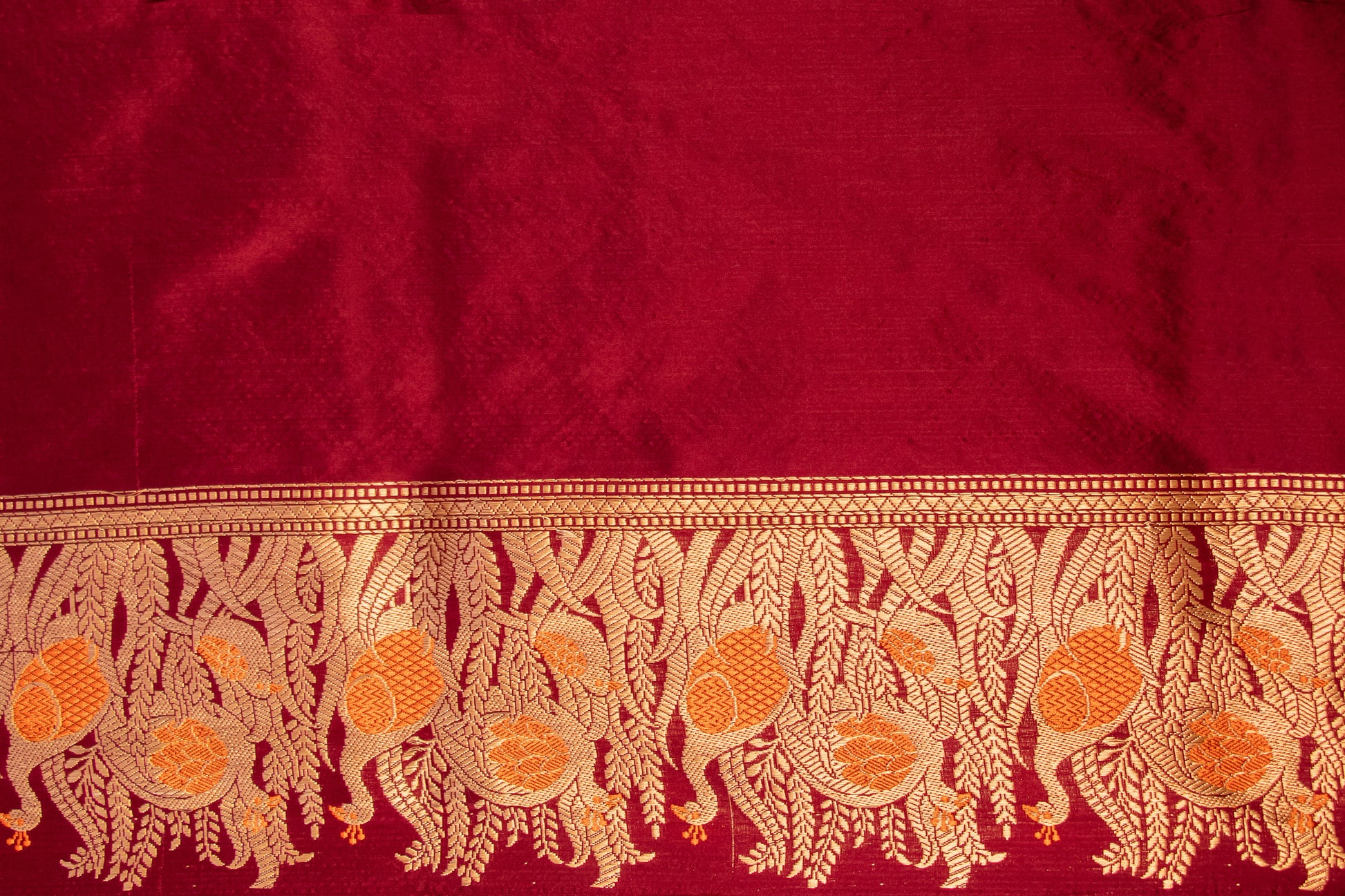 Maroon Red Pure Katan Silk Saree 4