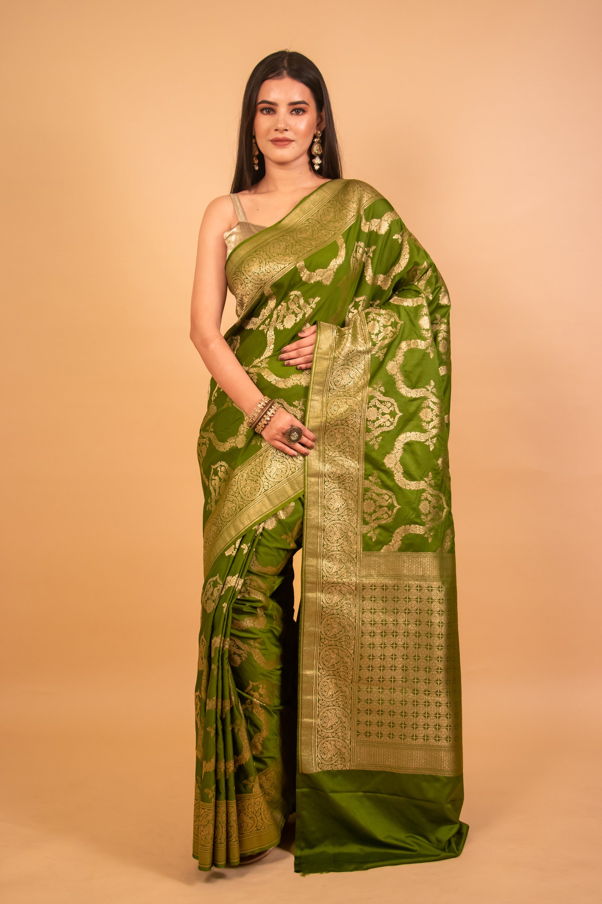 Mehendi Green Mashru Silk Saree