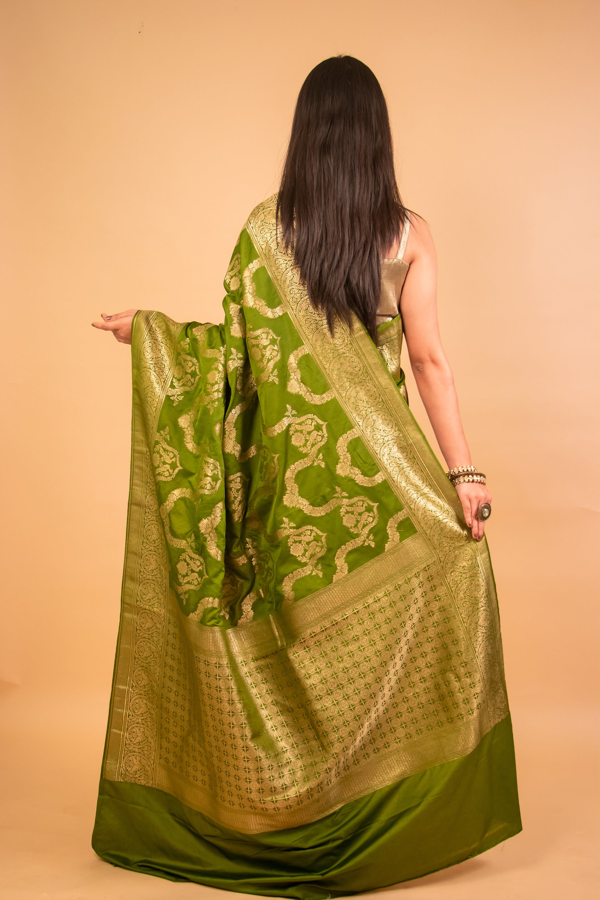 Mehendi Green Mashru Silk Saree 3