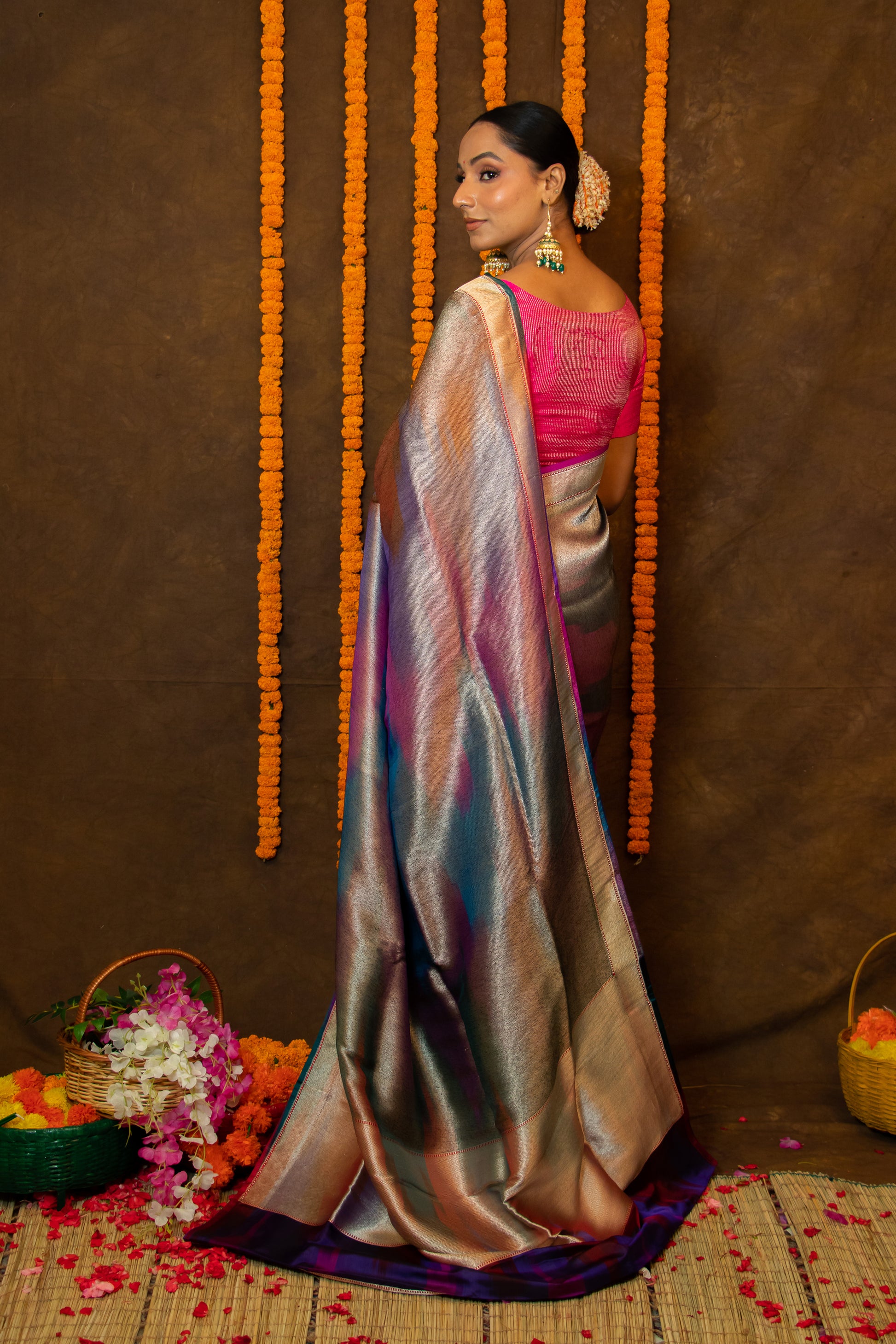 Multicolor Katan Silk Saree 3