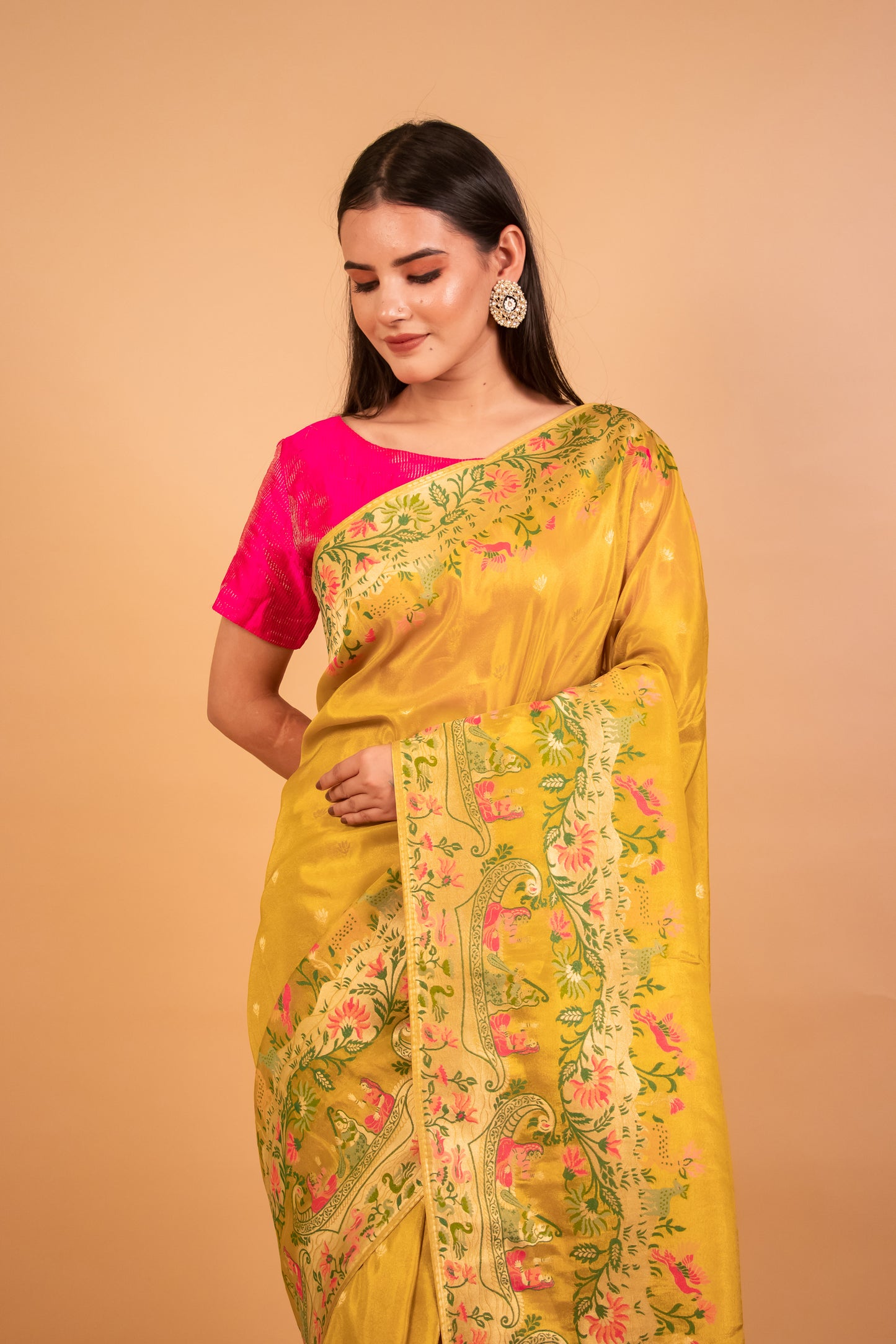 Mustard Tissue Silk Saree 1