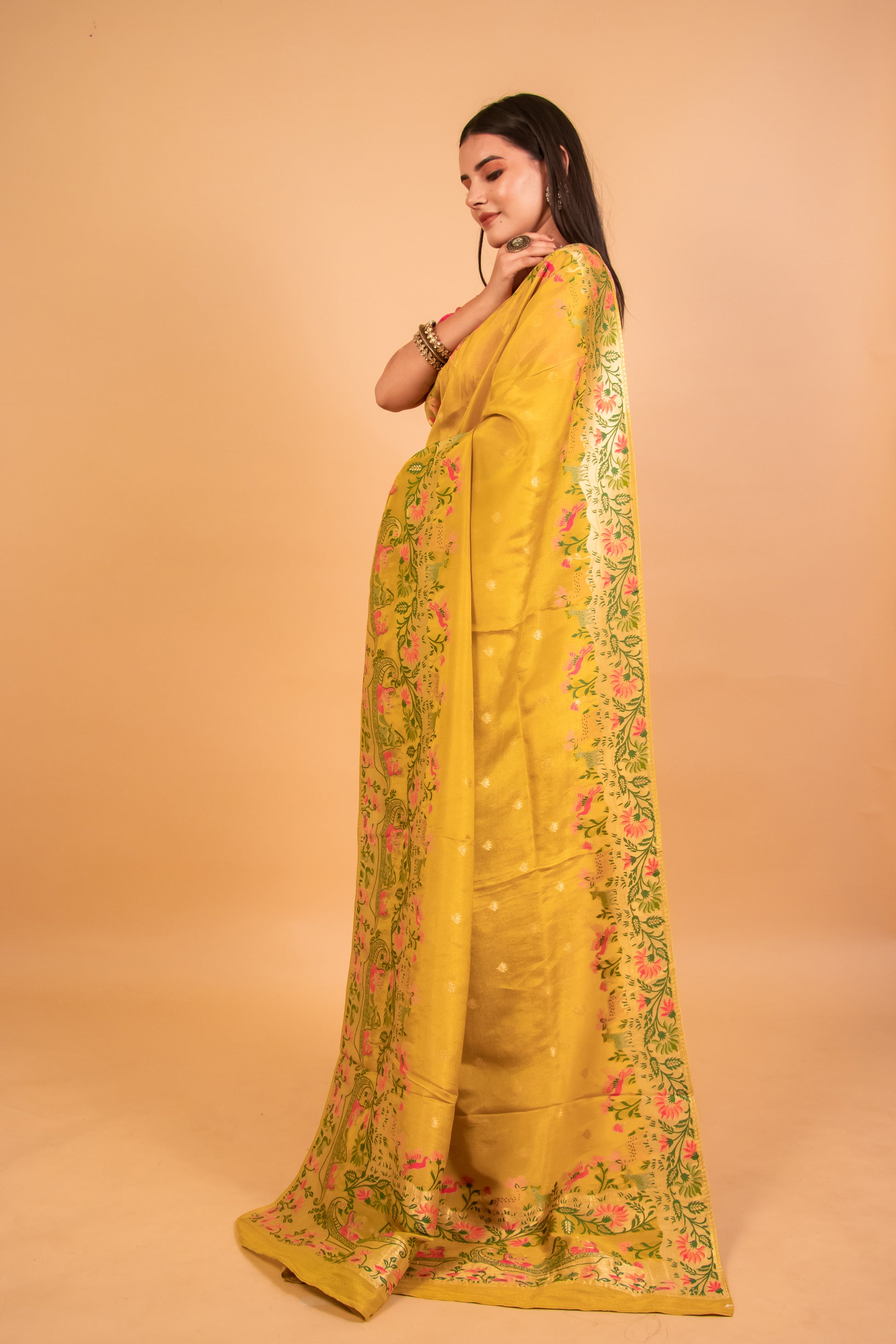 Mustard Tissue Silk Saree 2