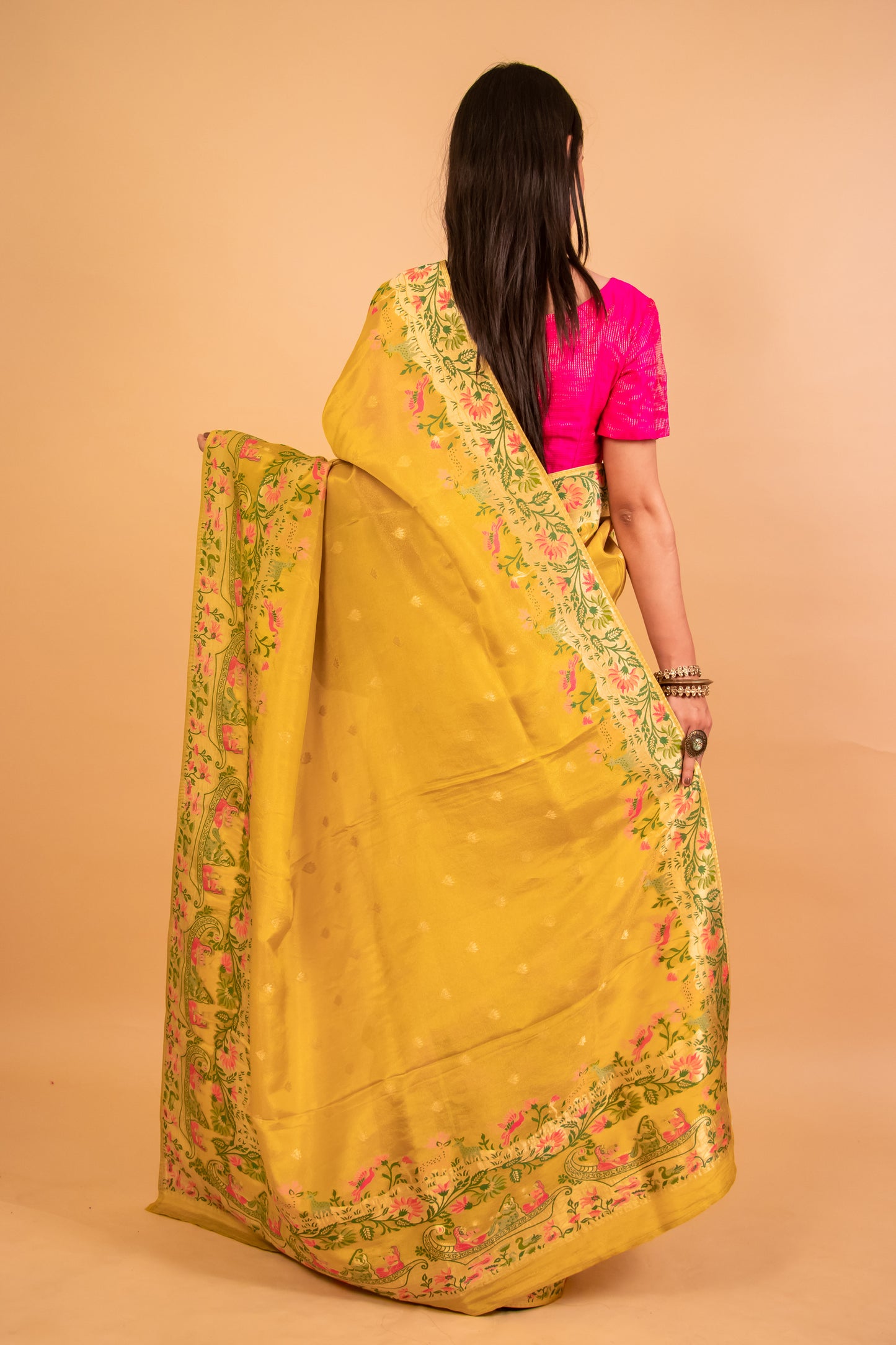 Mustard Tissue Silk Saree 3