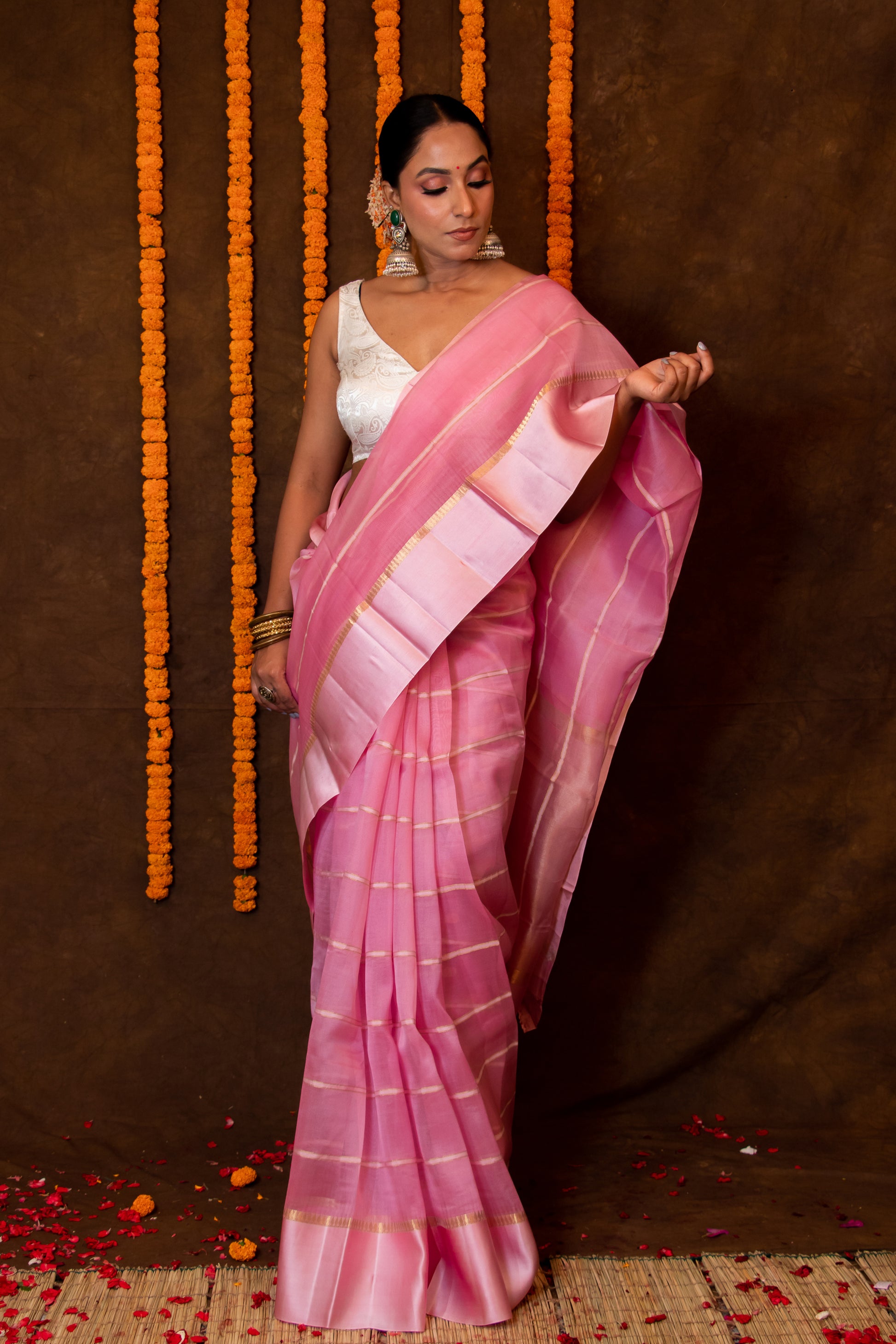 Pink Pure Kora Saree