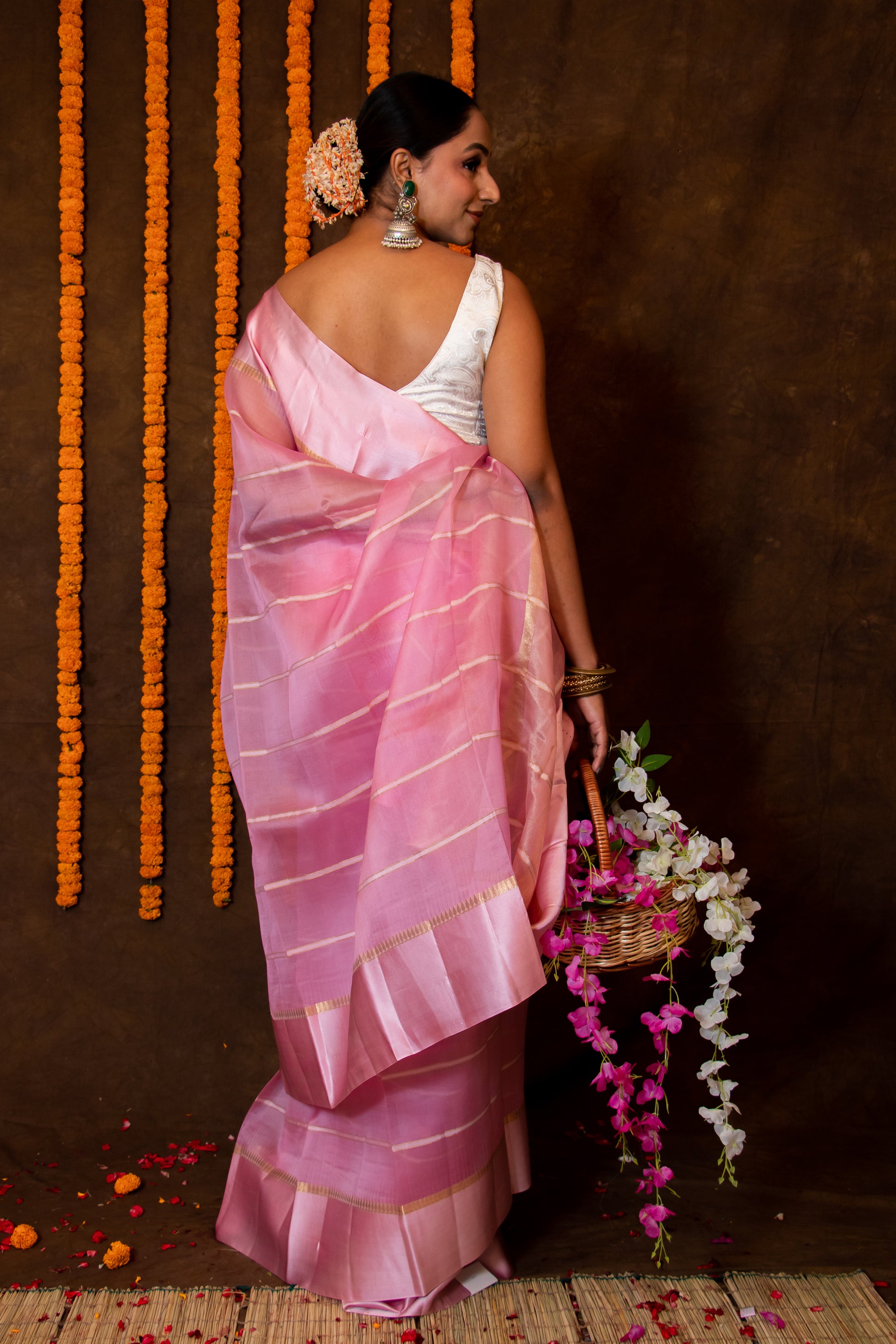 Pink Pure Kora Saree 3