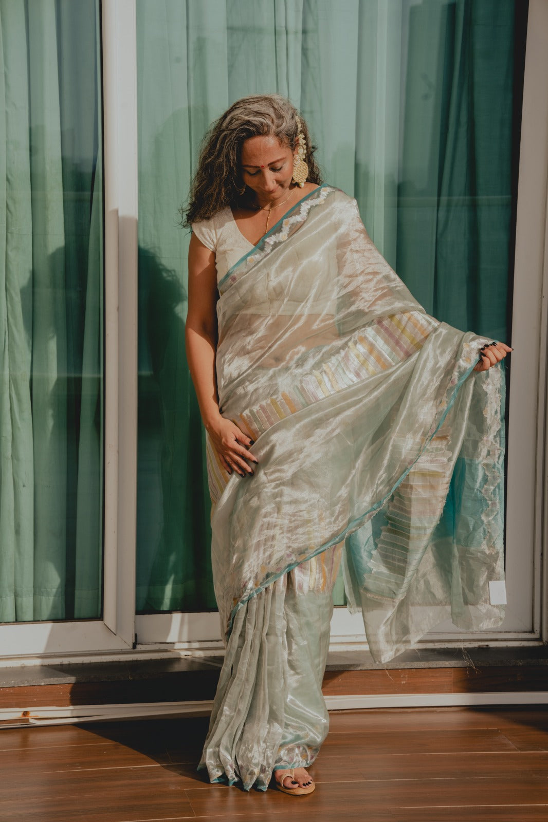 Pure Handloom Light Green Tissue Silk Saree