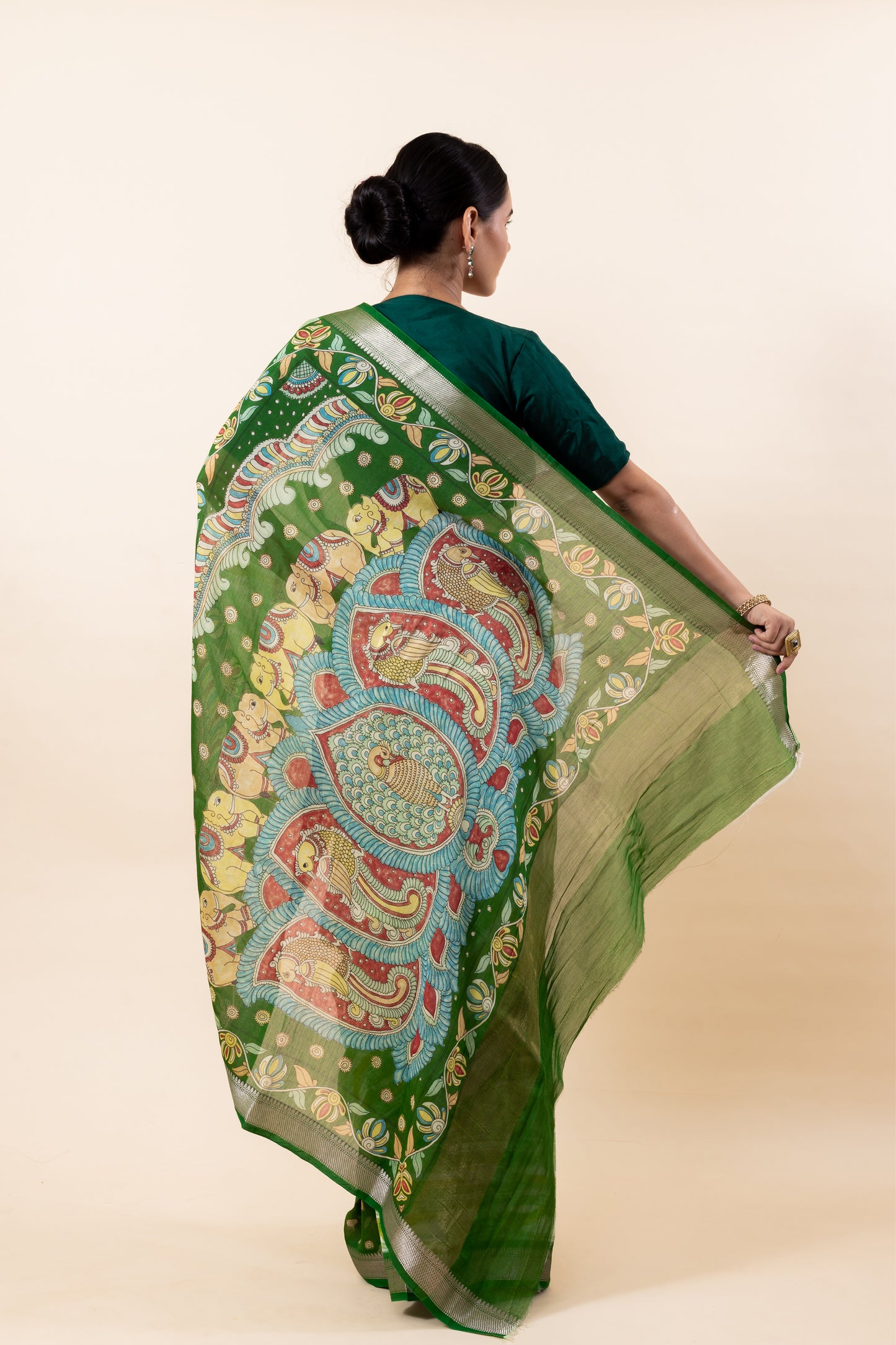 Shaded Green Chanderi Silk Saree 2