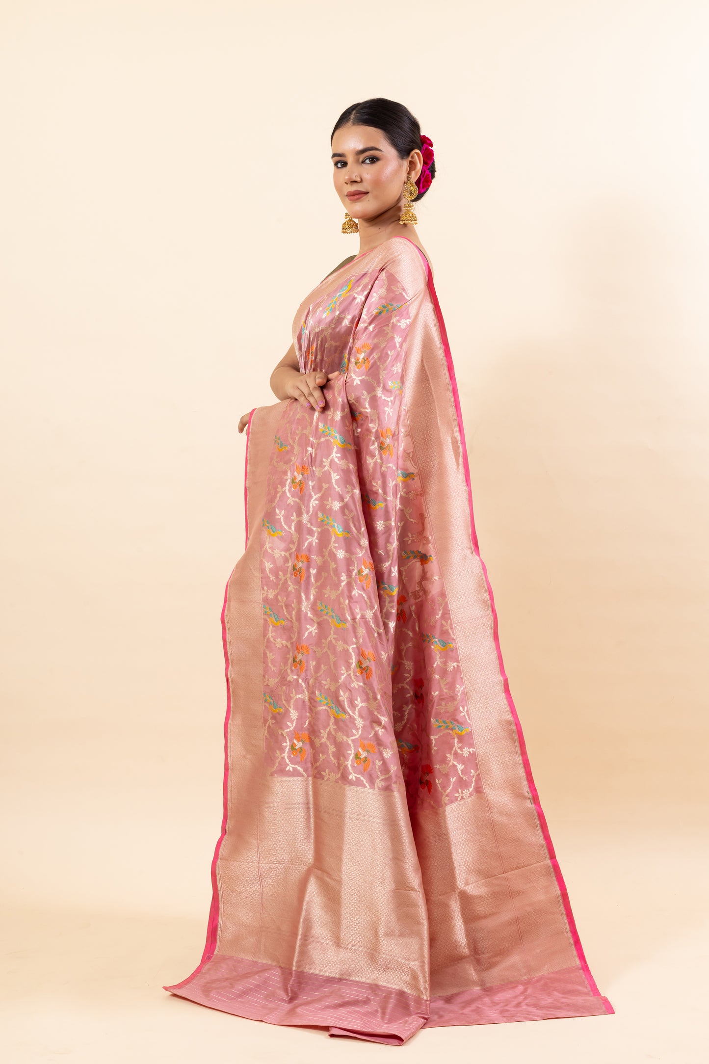 Gajri Pink Katan Silk Saree