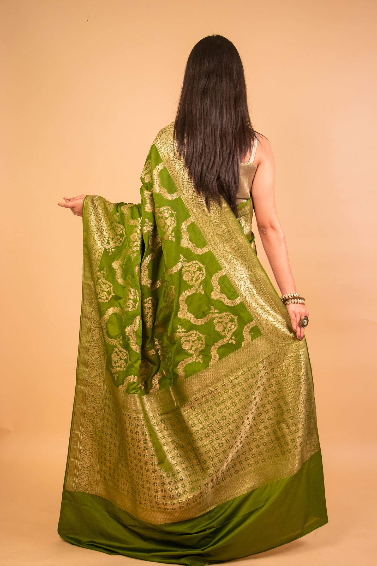 Mehendi Green Mashru Silk Saree