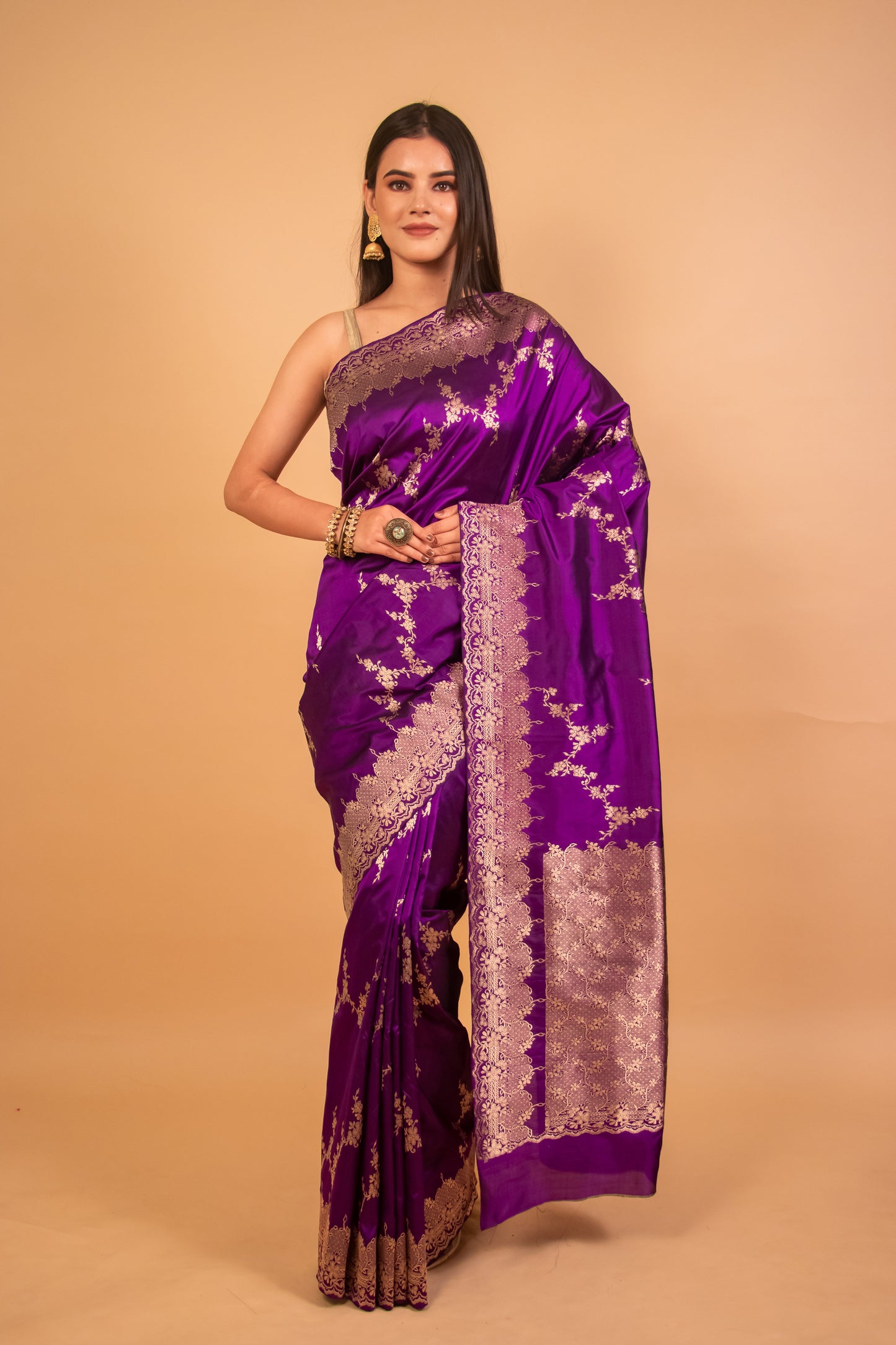 Purple Katan Silk Saree