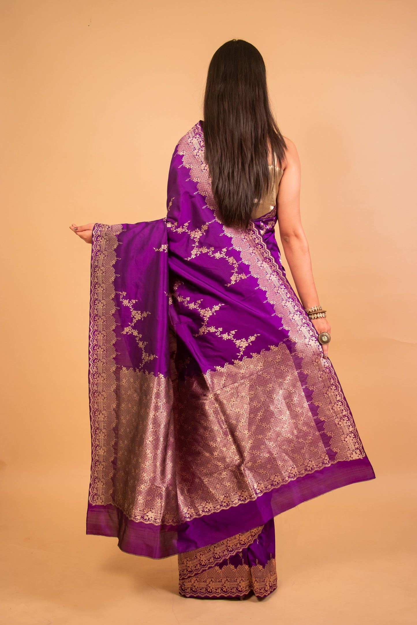 Purple Katan Silk Saree