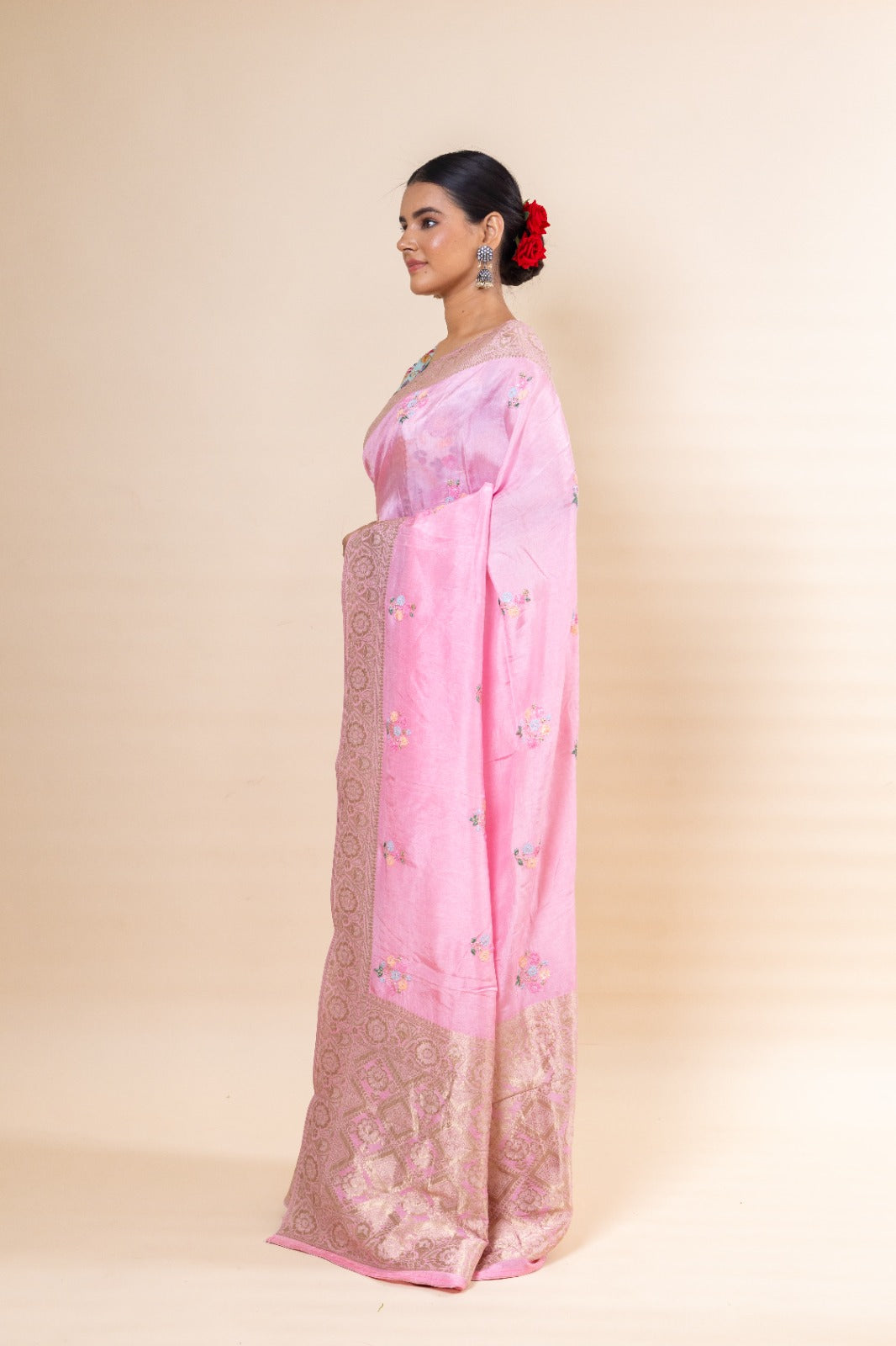 Pink Russian Silk Saree