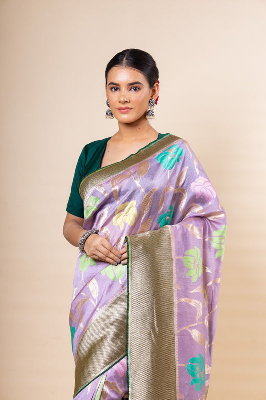 Mauve Viscose Georgette Saree