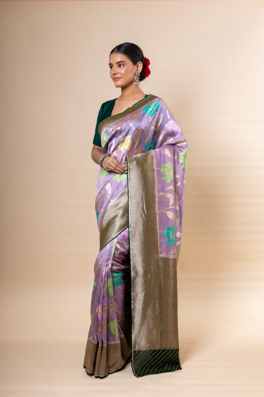 Mauve Viscose Georgette Saree