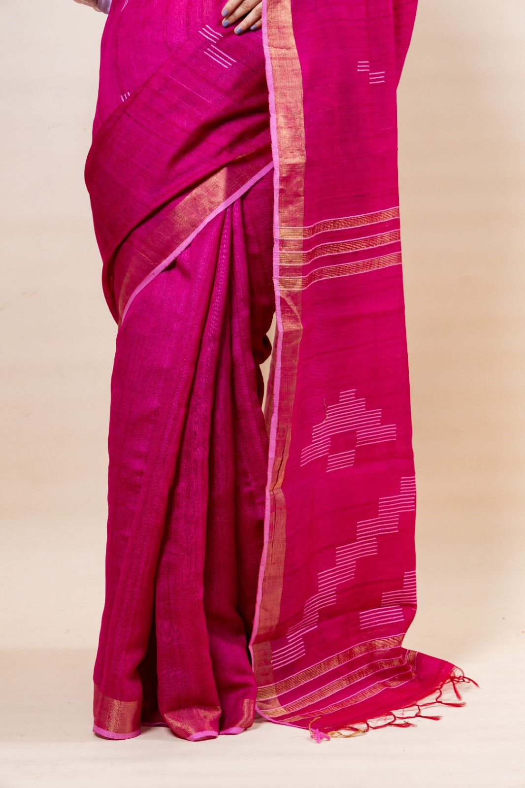 Rani Pink Tusser Silk Saree