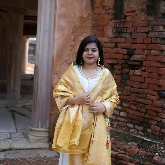 Haldi Yellow, Katan Silk Handloom Dupatta