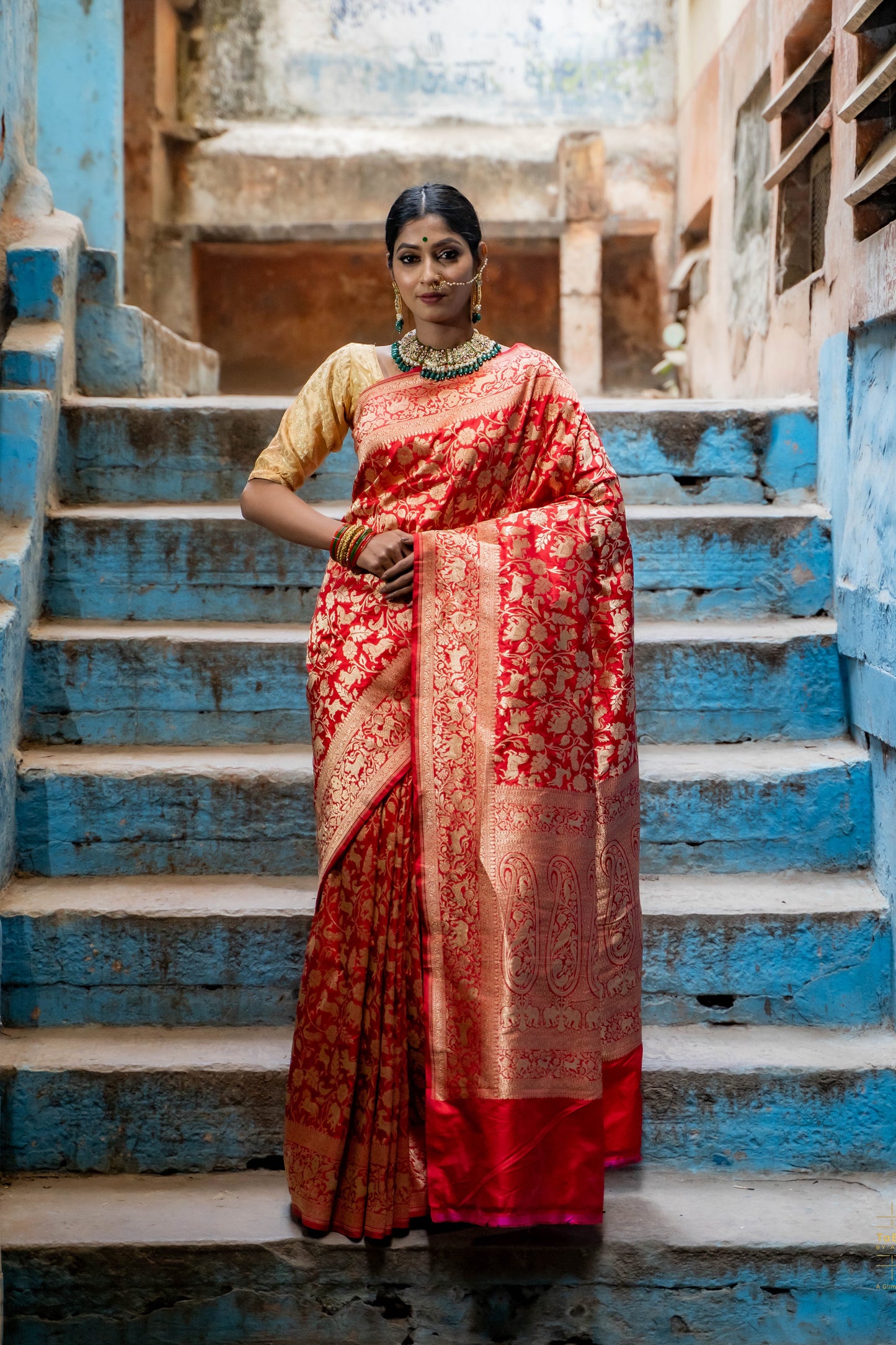 Pure Handloom Katan Saree With Shikargah Weaving