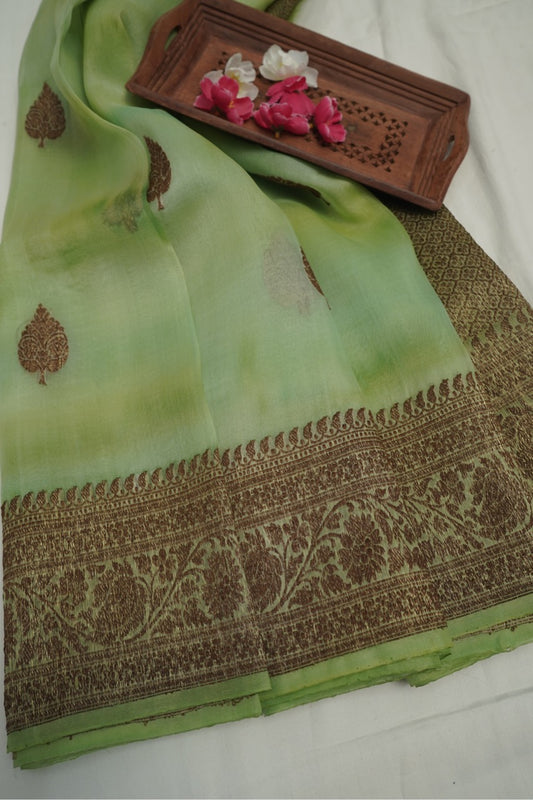 Green Pure Kora Saree