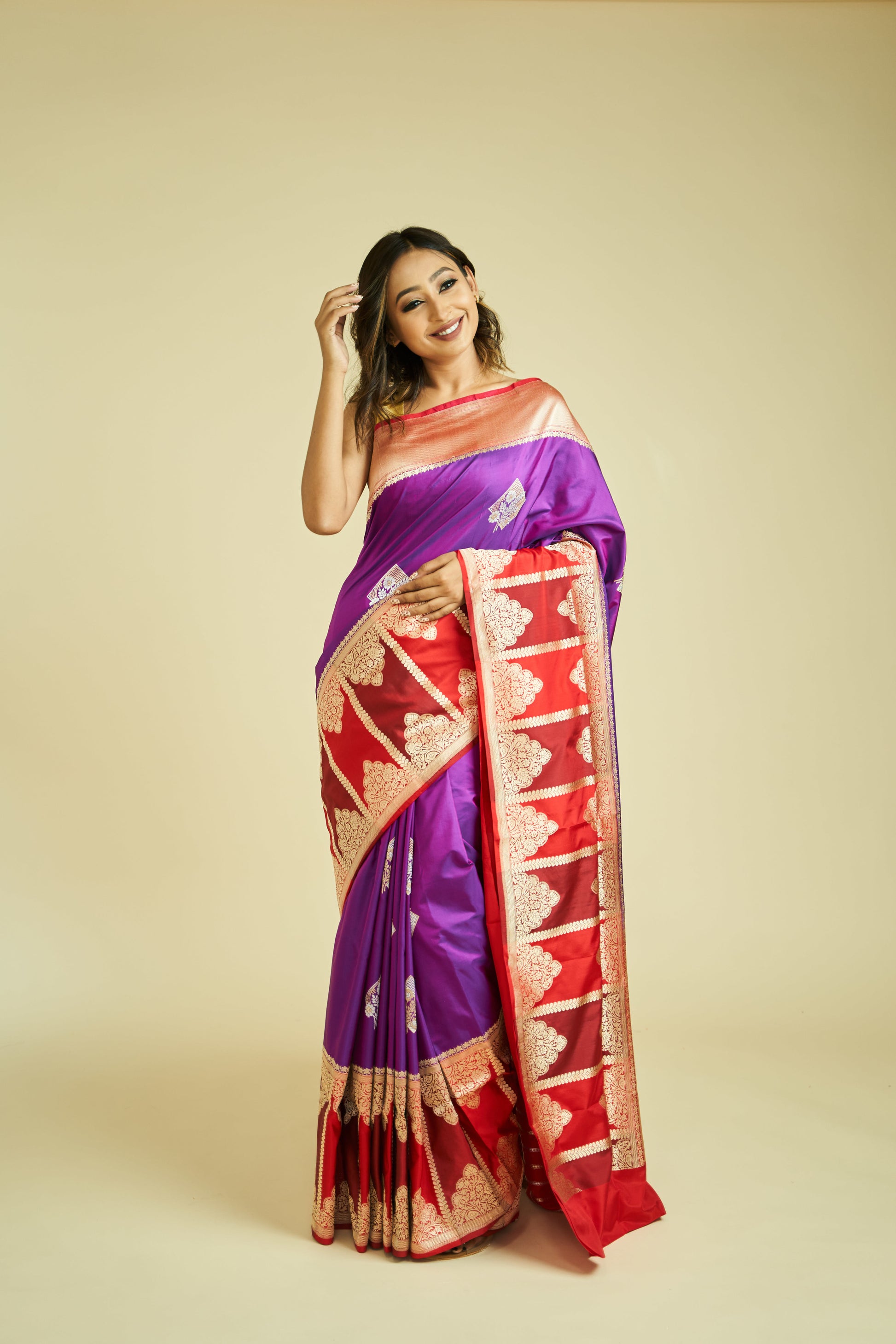 handwoven kadhua katan silk banarasi saree with sona rupa floral butas and rangkaat 